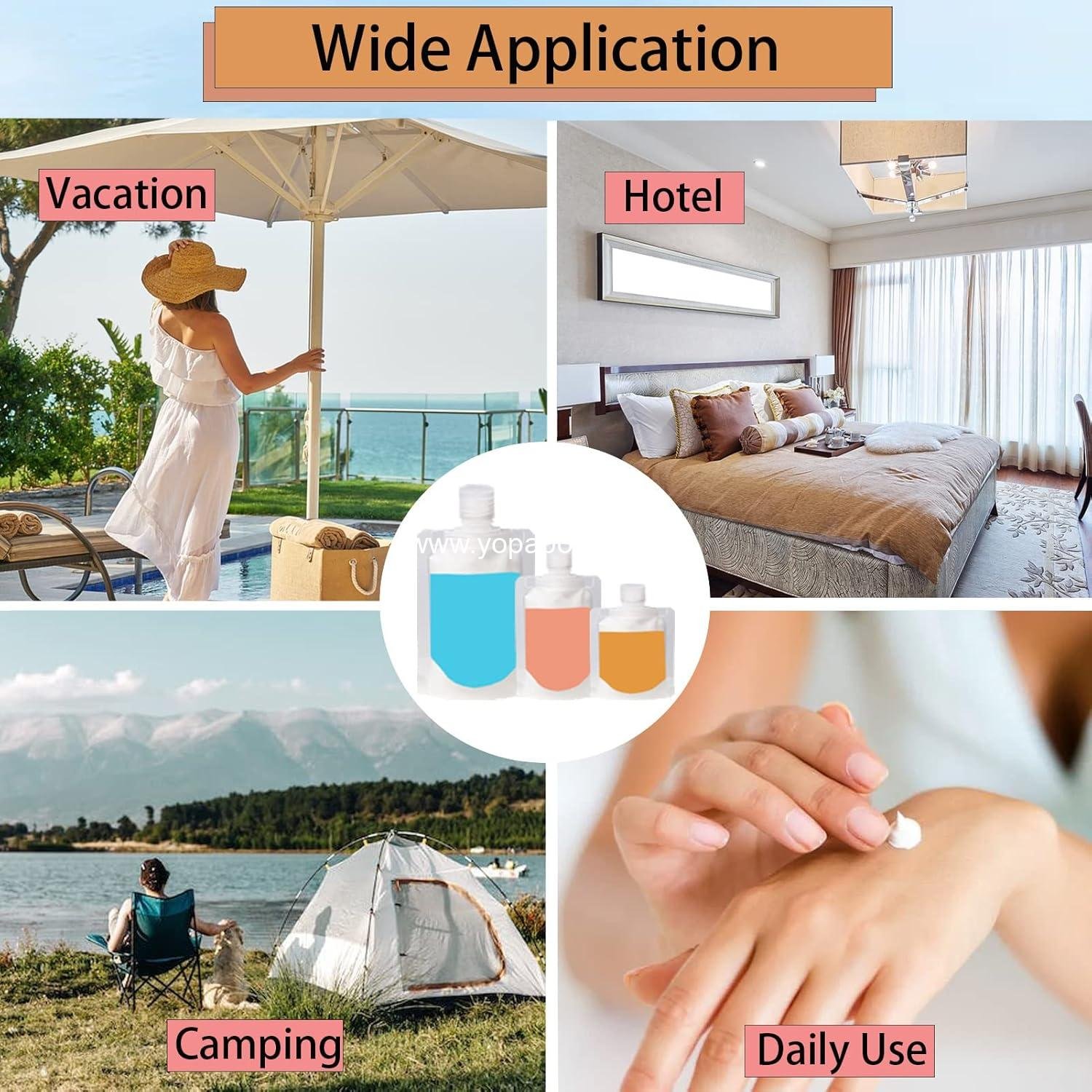 Wholesale 29 PCS Travel Size Refillable Empty Squeeze Pouch TSA Approved Toiletries Liquid Containers Leak Proof Portable Makeup Packing Bags in 30/50/100ml - Supplier