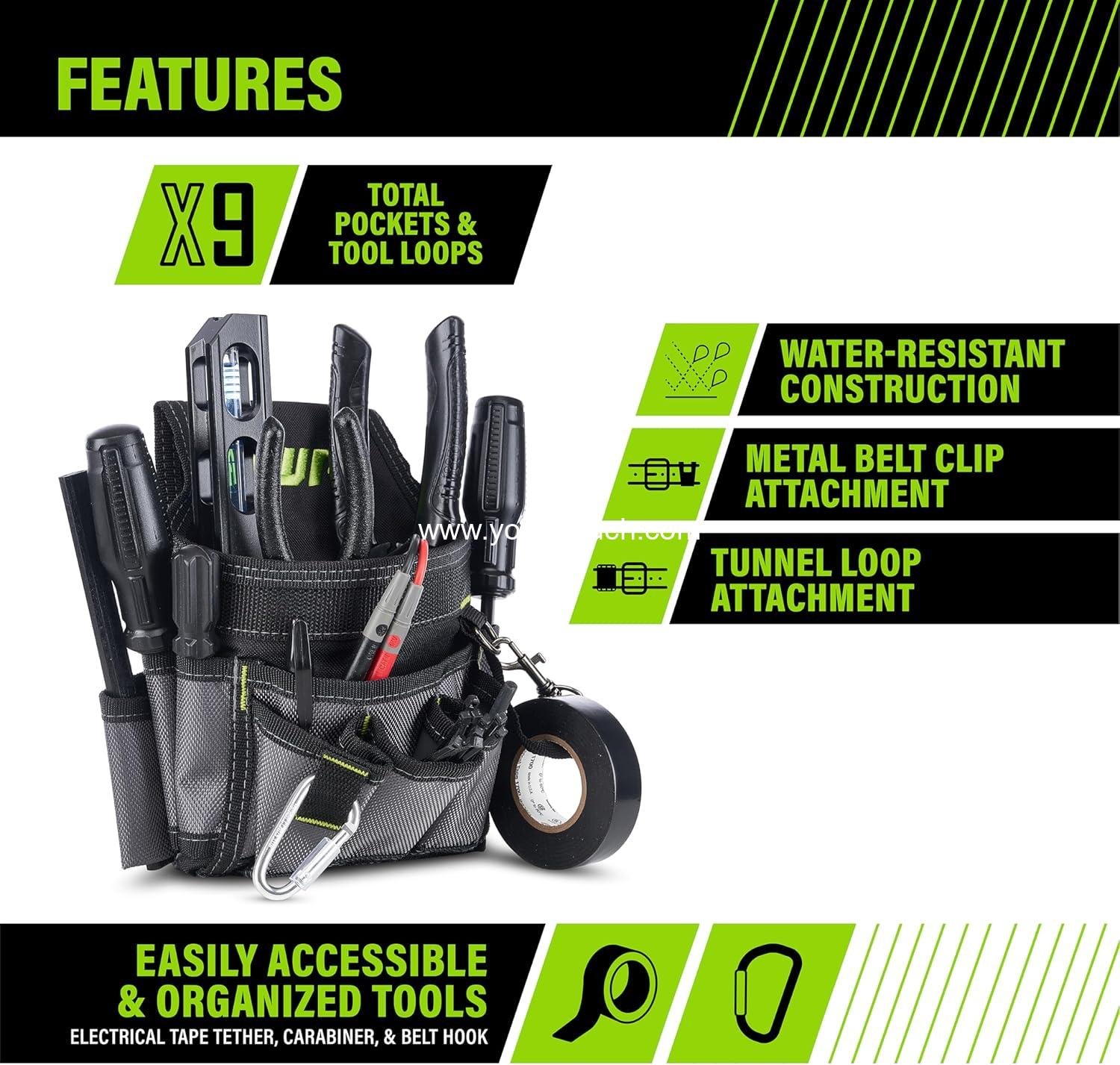 Wholesale Multi-Pocket Mini Tool Pouch Organizer for Electricians, Efficient Professional Tool Box, Black/Gray | 1L-23021-2 Supplier