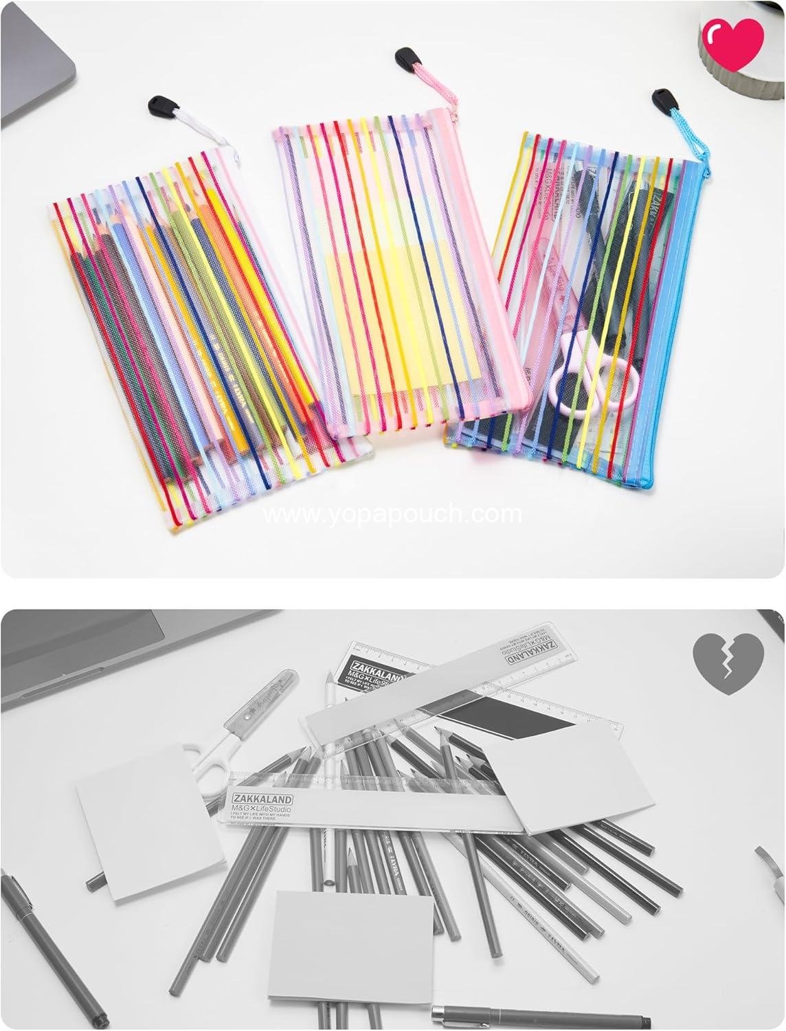 Wholesale 40 Pack Zipper Mesh Pouches, 10 Color Storage Pencil Cases, Multipurpose Bulk for School, Office Supplies, and Cosmetics Travel Accessories - Supplier