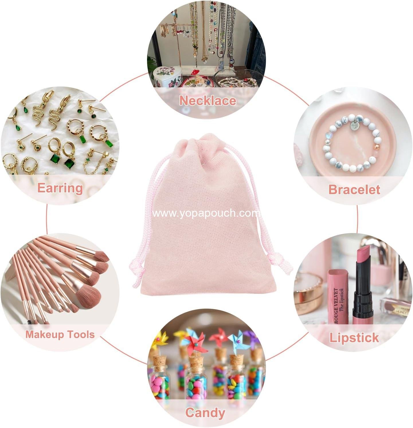 Wholesale Pink Velvet Jewelry Pouches, 20PCS Small Drawstring Gift Bags for Weddings, Parties, Christmas (2.75''x3.54'') - Supplier