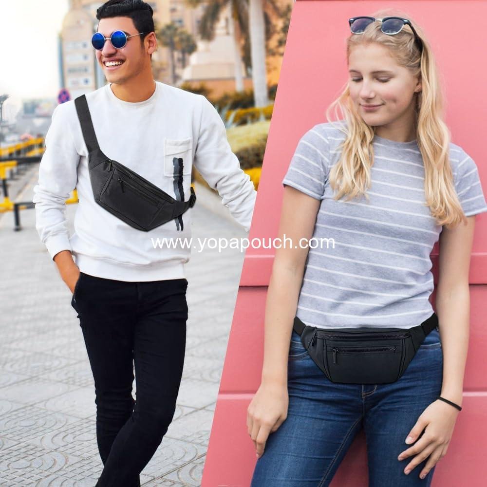 Wholesale Crossbody Fanny Pack for Men and Women, Lightweight Waist Bag for Travel, Walking, Running, Hiking, Cycling, Fits Any Phone and Wallet (Black) Supplier
