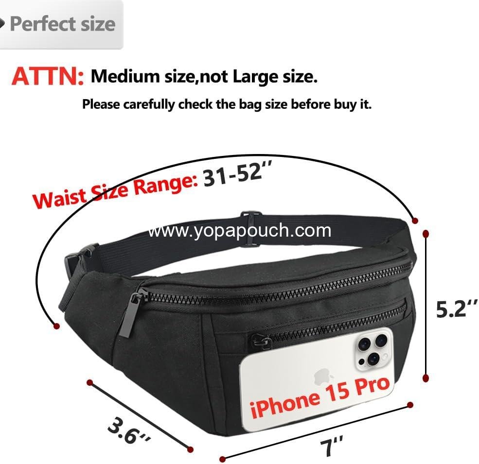 Wholesale Crossbody Fanny Pack for Men and Women, Lightweight Waist Bag for Travel, Walking, Running, Hiking, Cycling, Fits Any Phone and Wallet (Black) Supplier
