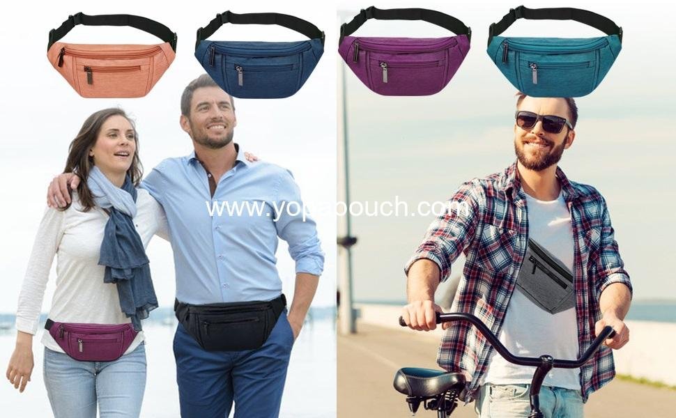 Wholesale Crossbody Fanny Pack for Men and Women, Lightweight Waist Bag for Travel, Walking, Running, Hiking, Cycling, Fits Any Phone and Wallet (Black) Supplier