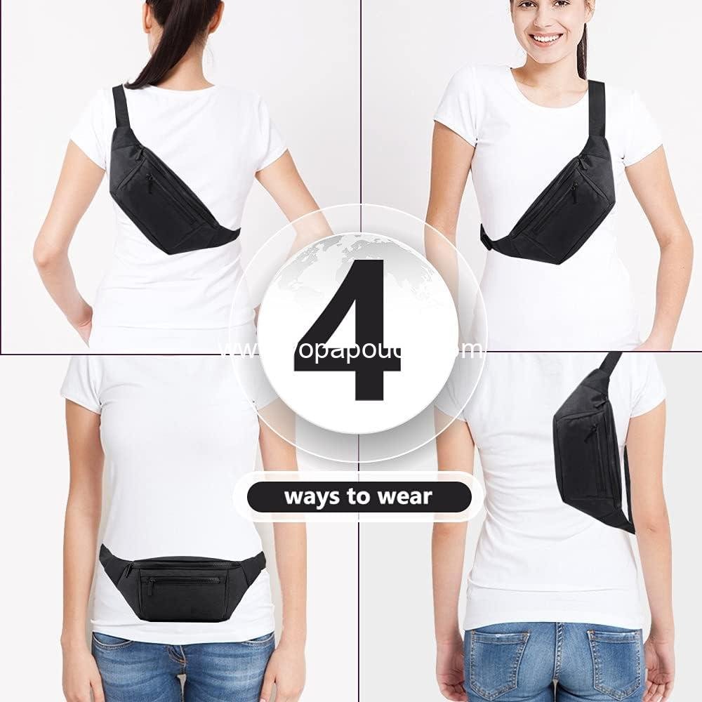 Wholesale Crossbody Fanny Pack for Men and Women, Lightweight Waist Bag for Travel, Walking, Running, Hiking, Cycling, Fits Any Phone and Wallet (Black) Supplier