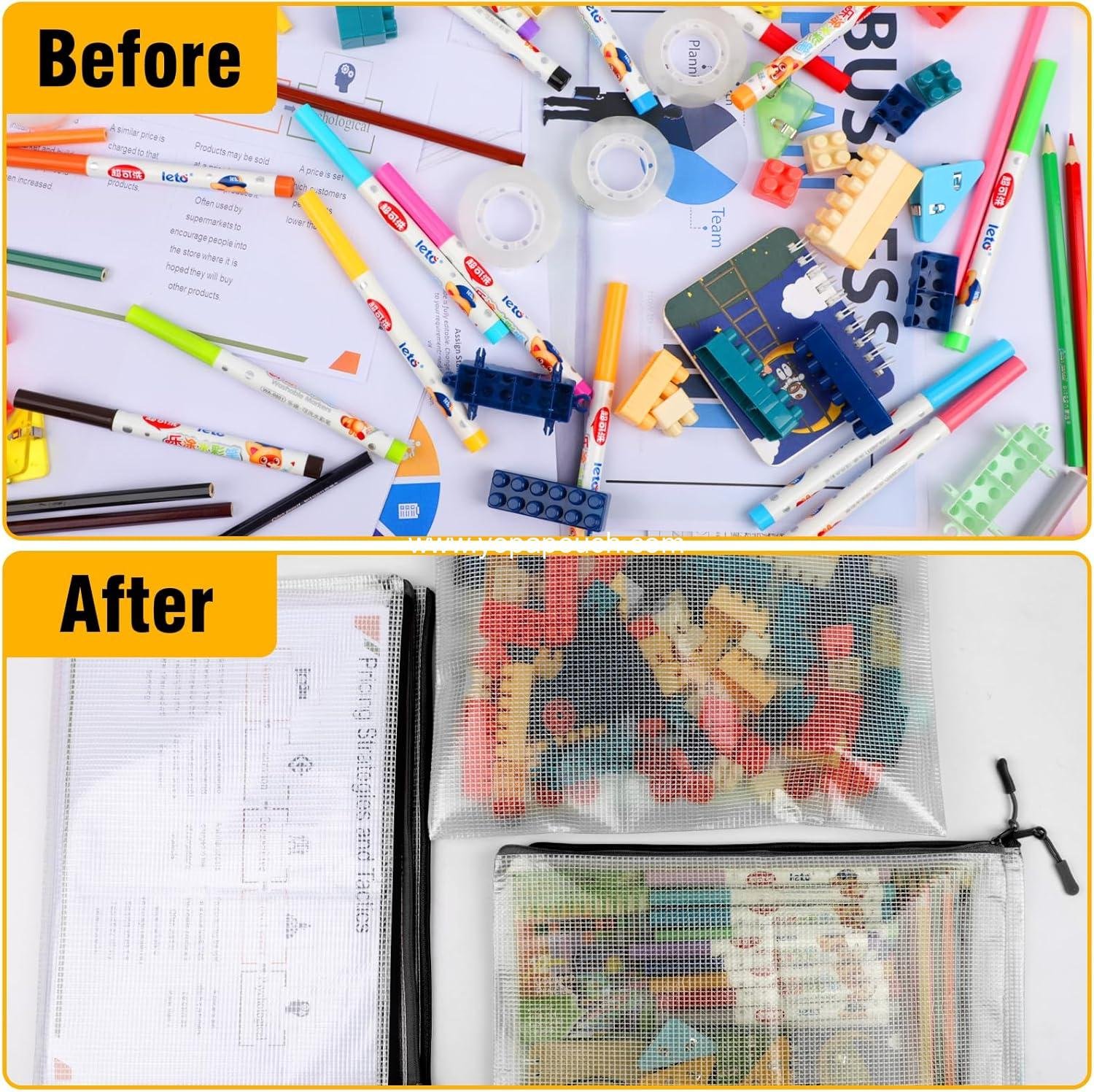 Wholesale 24pcs Large Mesh Zipper Pouch File Bags Reusable Pouches for Organizing Classroom, Board Game Storage, Puzzle Bags - Supplier