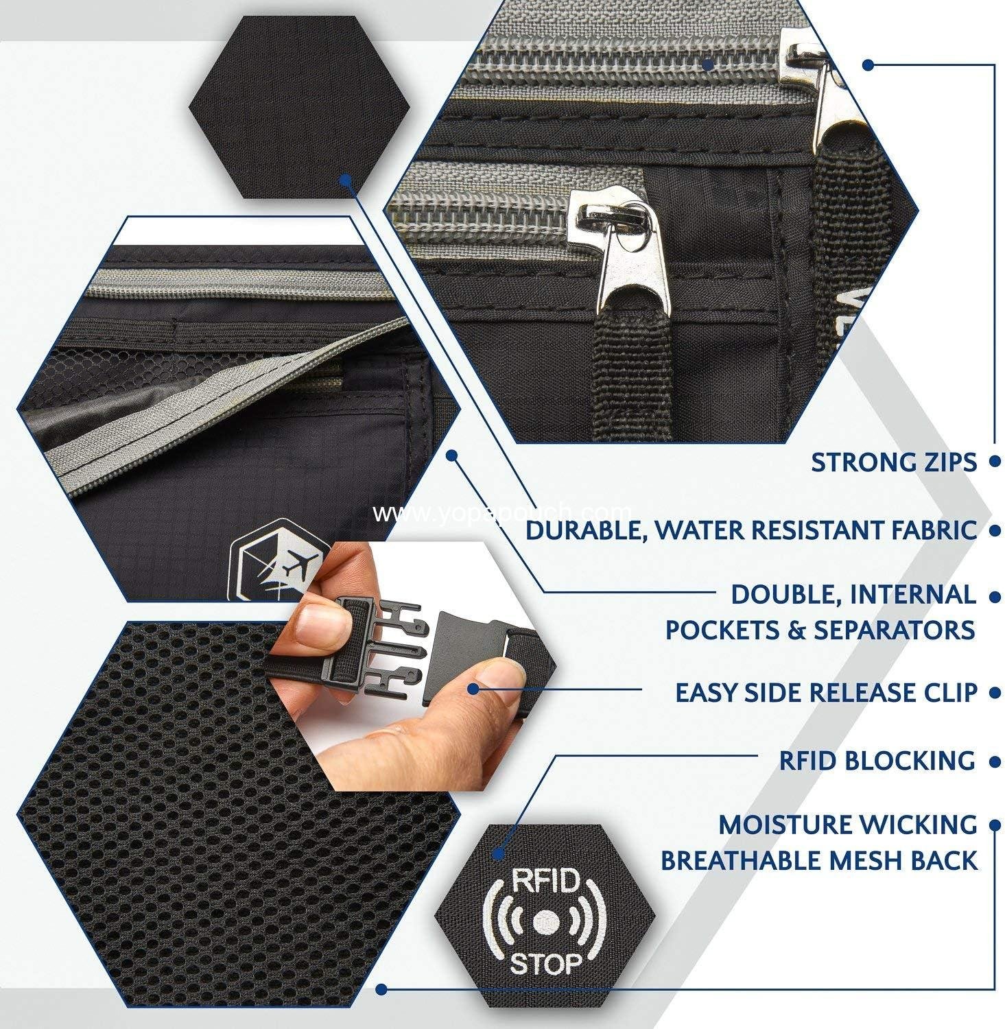 Wholesale RFID Blocking Travel Money Belt - Slim Passport Holder Pouch for Cash, Credit Cards, and Travel Documents (Black) Manufacturer