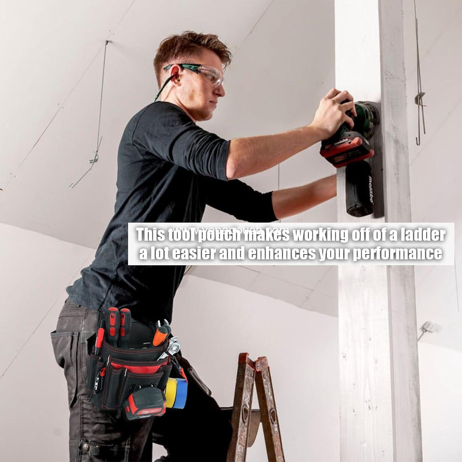 Wholesale Electrician Tool Pouch Lightweight Belt Organizer with Tape Holder & Speed Square Slot for Wiring Construction DIY, 13 Pocket Utility Pouch for HVAC Technicians - Supplier