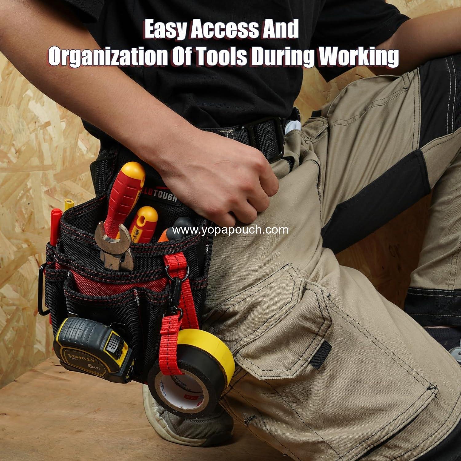 Wholesale Electrician Tool Pouch Lightweight Belt Organizer with Tape Holder & Speed Square Slot for Wiring Construction DIY, 13 Pocket Utility Pouch for HVAC Technicians - Supplier