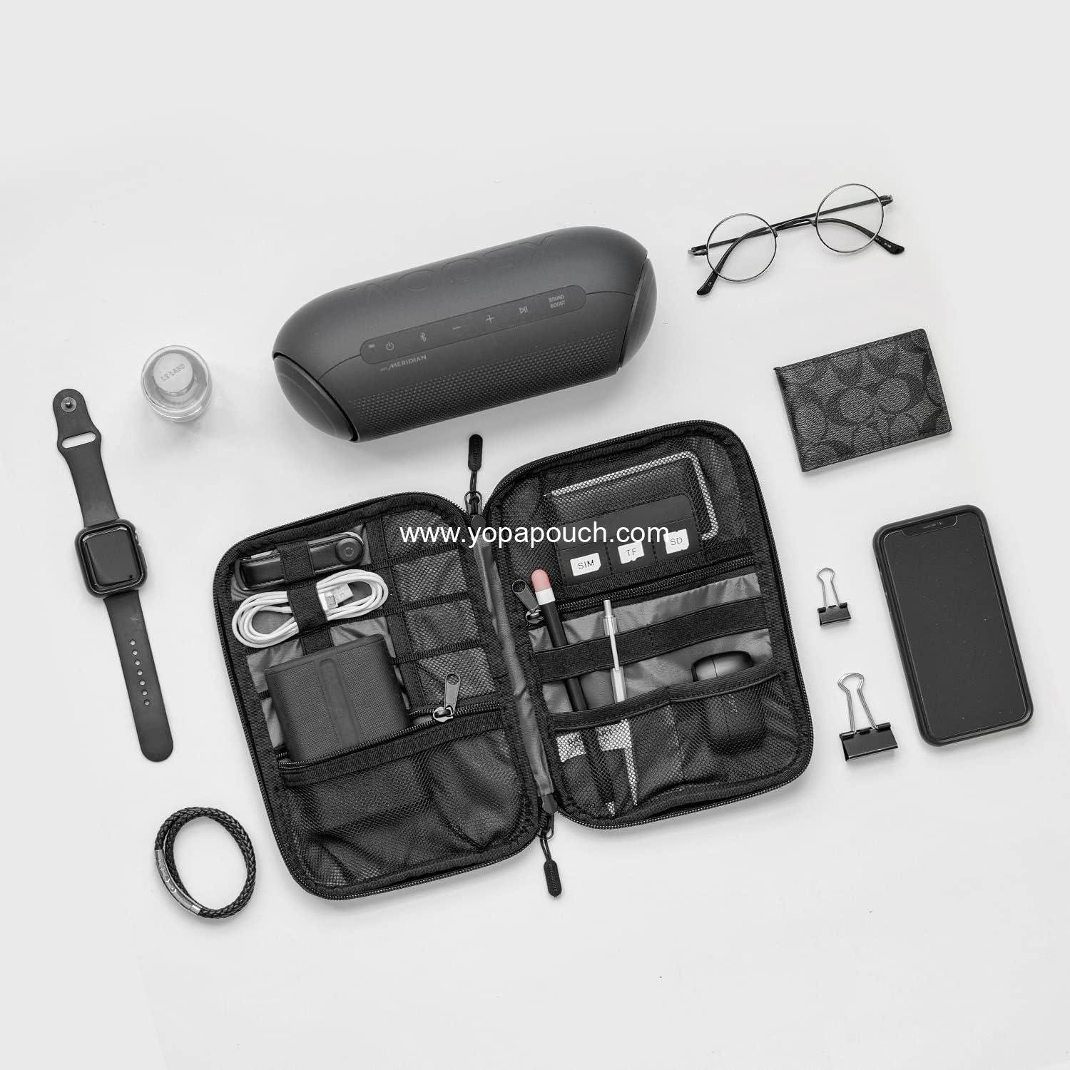 OEM Large Electronics Travel Organizer Case for Tech Accessories, Cord Storage Bag for Phone, Power Bank, SD Cards, Cables - Black Supplier