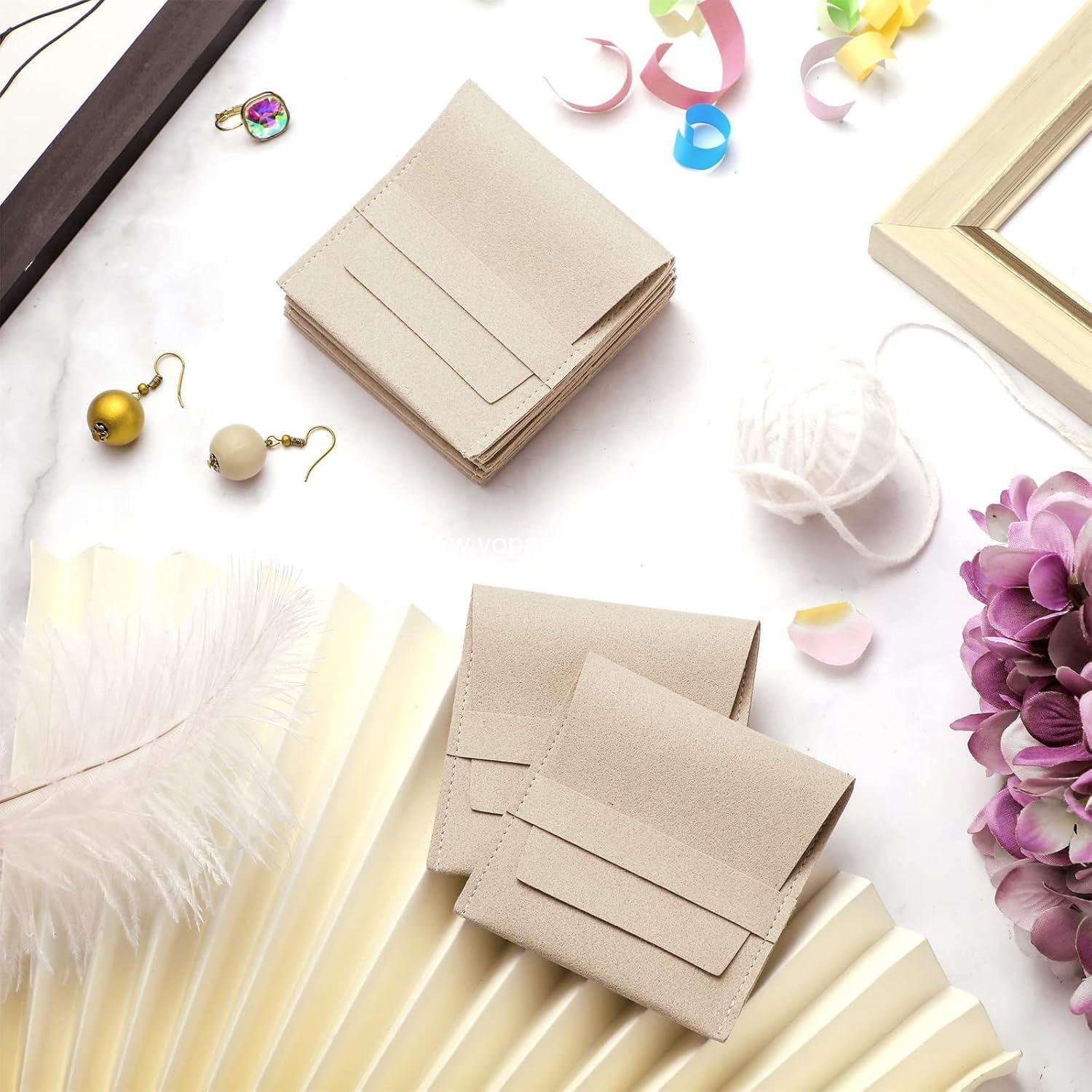 Wholesale 40 Pcs Microfiber Jewelry Pouch 8 x 8 Cm, Luxury Small Gift Bags for Bracelet and Necklace Packaging, OEM Supplier