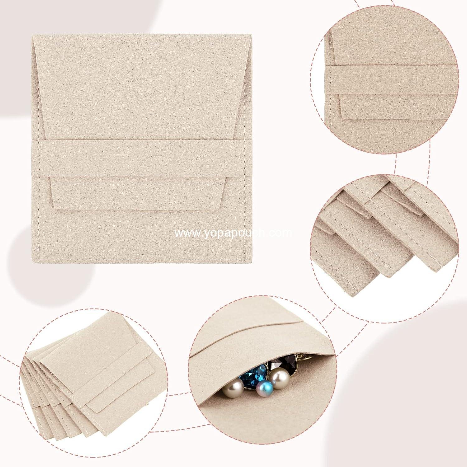 Wholesale 40 Pcs Microfiber Jewelry Pouch 8 x 8 Cm, Luxury Small Gift Bags for Bracelet and Necklace Packaging, OEM Supplier