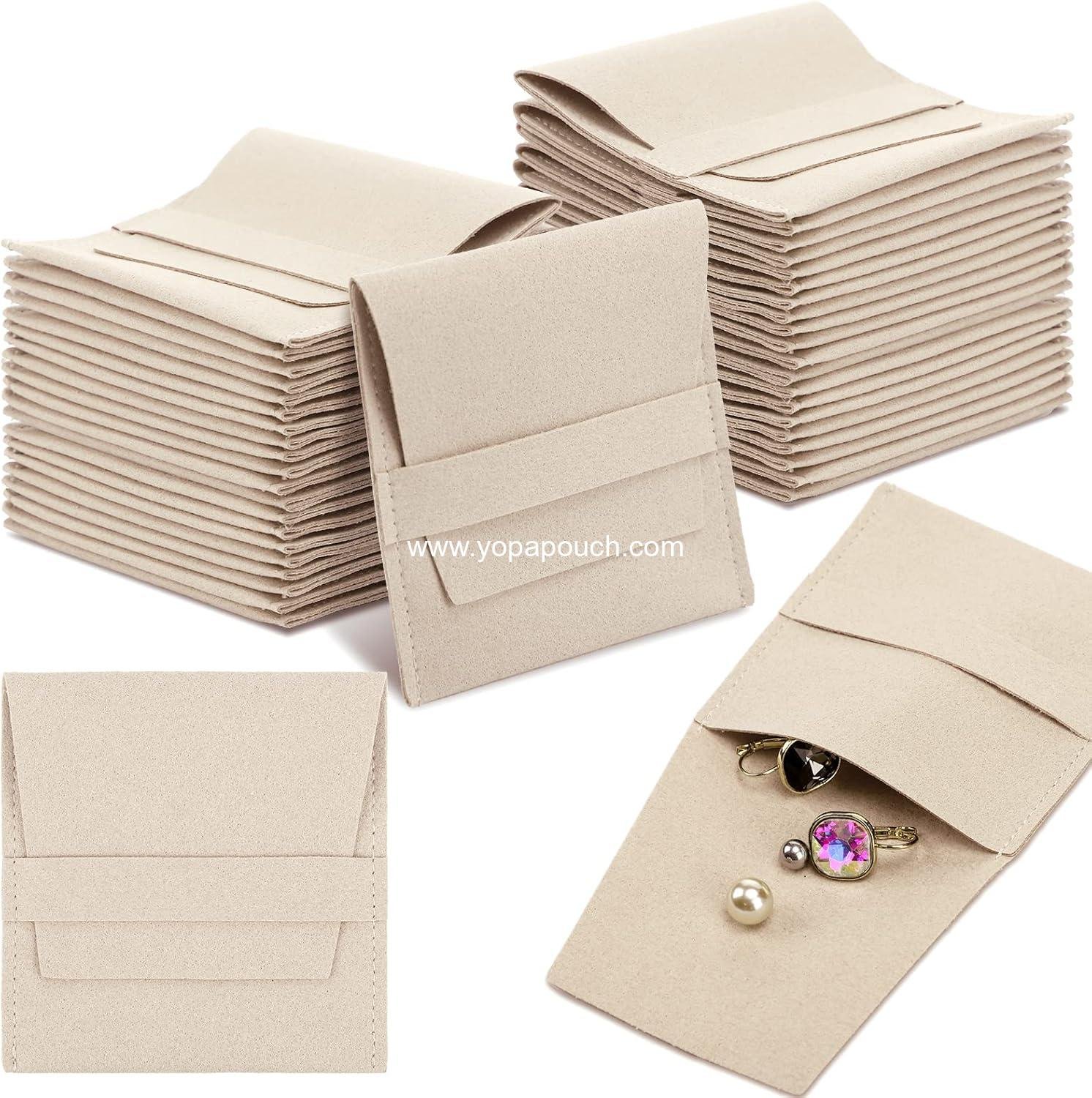 40 Pcs Microfiber Jewelry Pouch with Band 8 x 8 Cm, Jewelry Packaging Bag Luxury Small Gift Bags Microfiber Bag for Bracelet Necklace Packaging