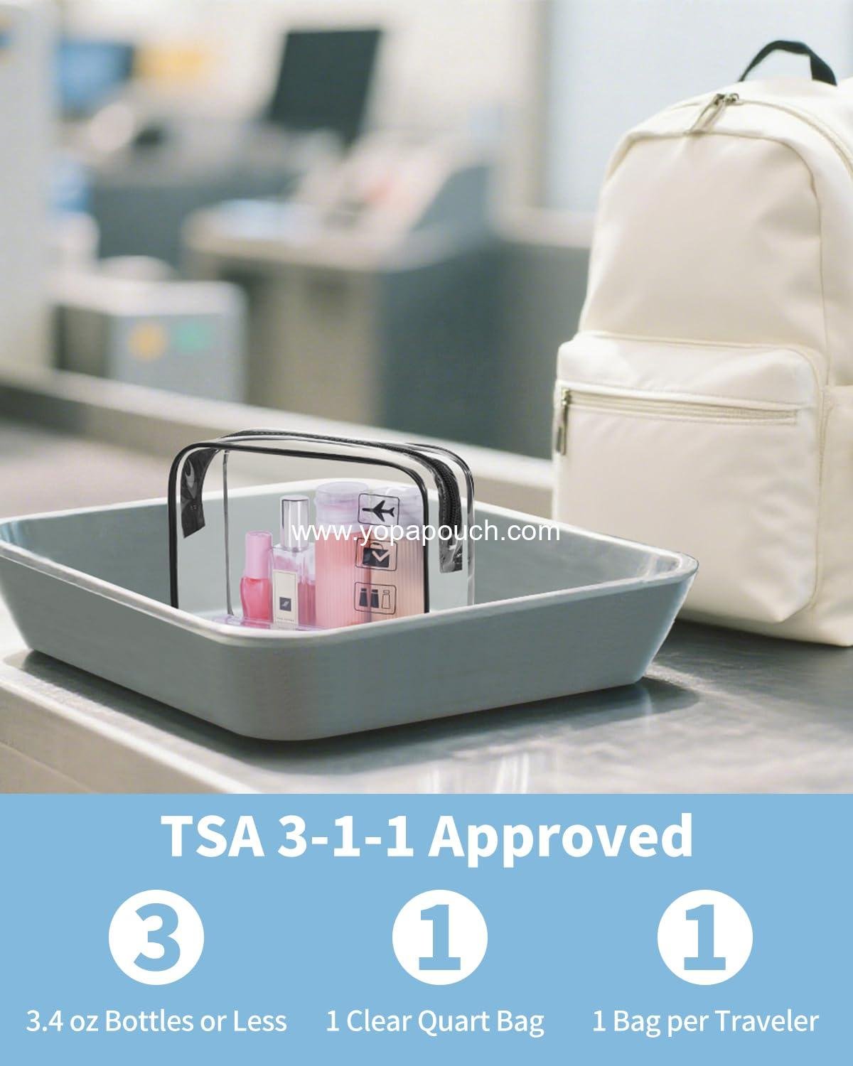 Wholesale TSA Approved Toiletry Bag, 2-Pack Clear Quart Size Makeup Cosmetic Pouch with Zipper, Airport Compliant Carry-On for Women and Men (2 pcs, Black) Supplier