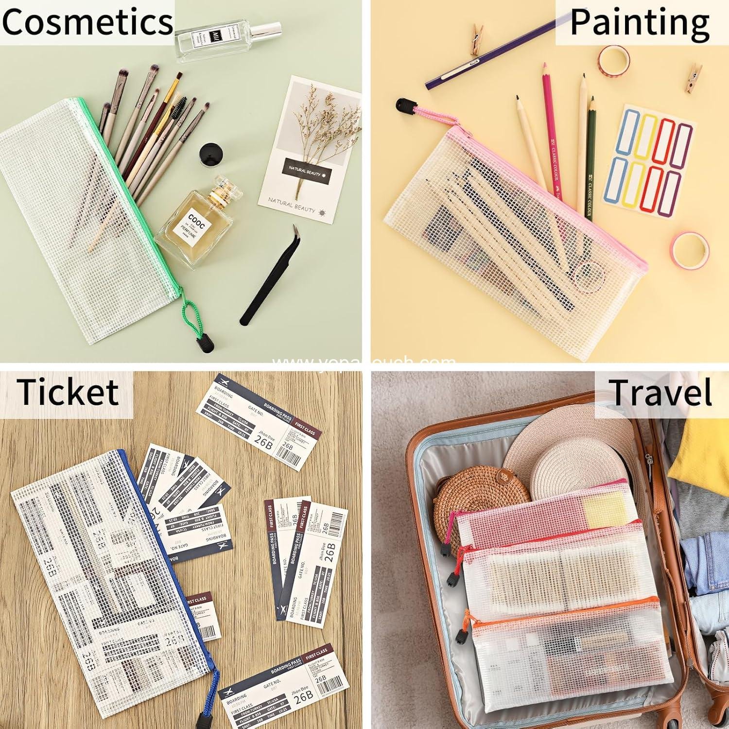 Wholesale Mesh Zipper Pouch 20pcs 9.5x4.5 Inches Small Organizing Bags in 10 Colors for Travel and Office Storage Supplier Wholesale Mesh Zipper Pouch 20pcs 9.5x4.5 Inches Small Organizing Bags in 10 Colors for Travel and Office Storage Supplier