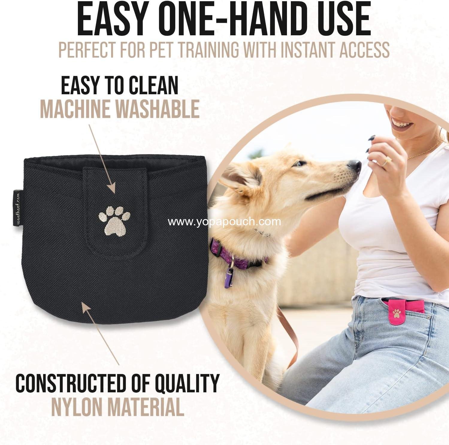 Wholesale Pink Dog Training Treat Pouch - Lightweight, Machine Washable with Magnetic Flap for Stability, Durable Nylon, Perfect Dog Accessories, Supplier