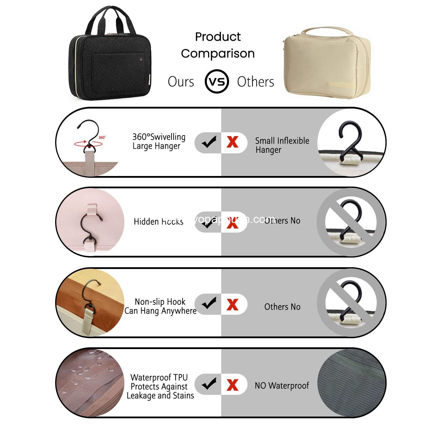 Wholesale Water-resistant Toiletry Bag with Hanging Hook, Travel Organizer for Makeup, Accessories, Shampoo, and Toiletries (Medium) - Supplier