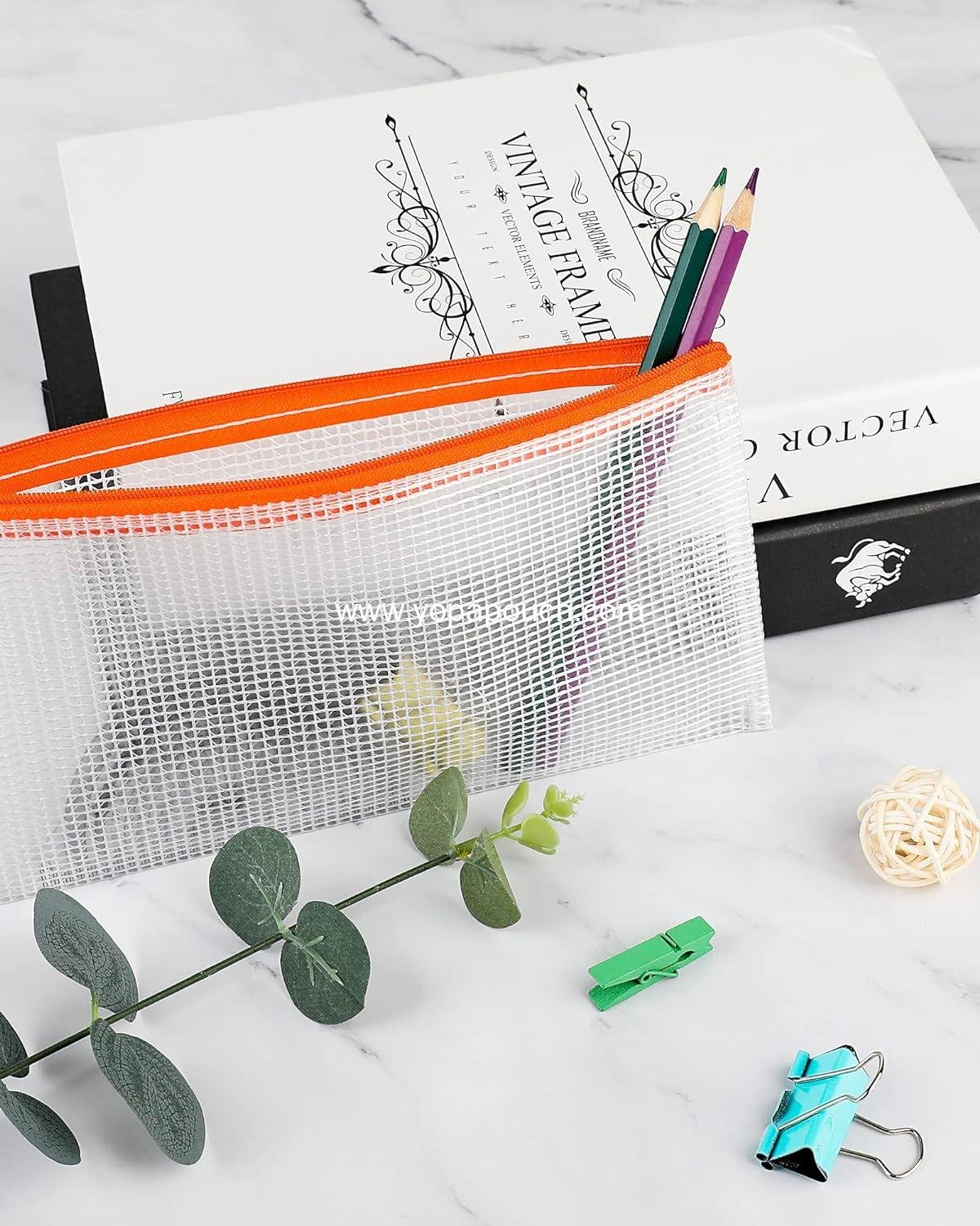 Wholesale 60 Pcs Pencil Pouch, 12 Colors Small Mesh Zipper Pouches 9.3