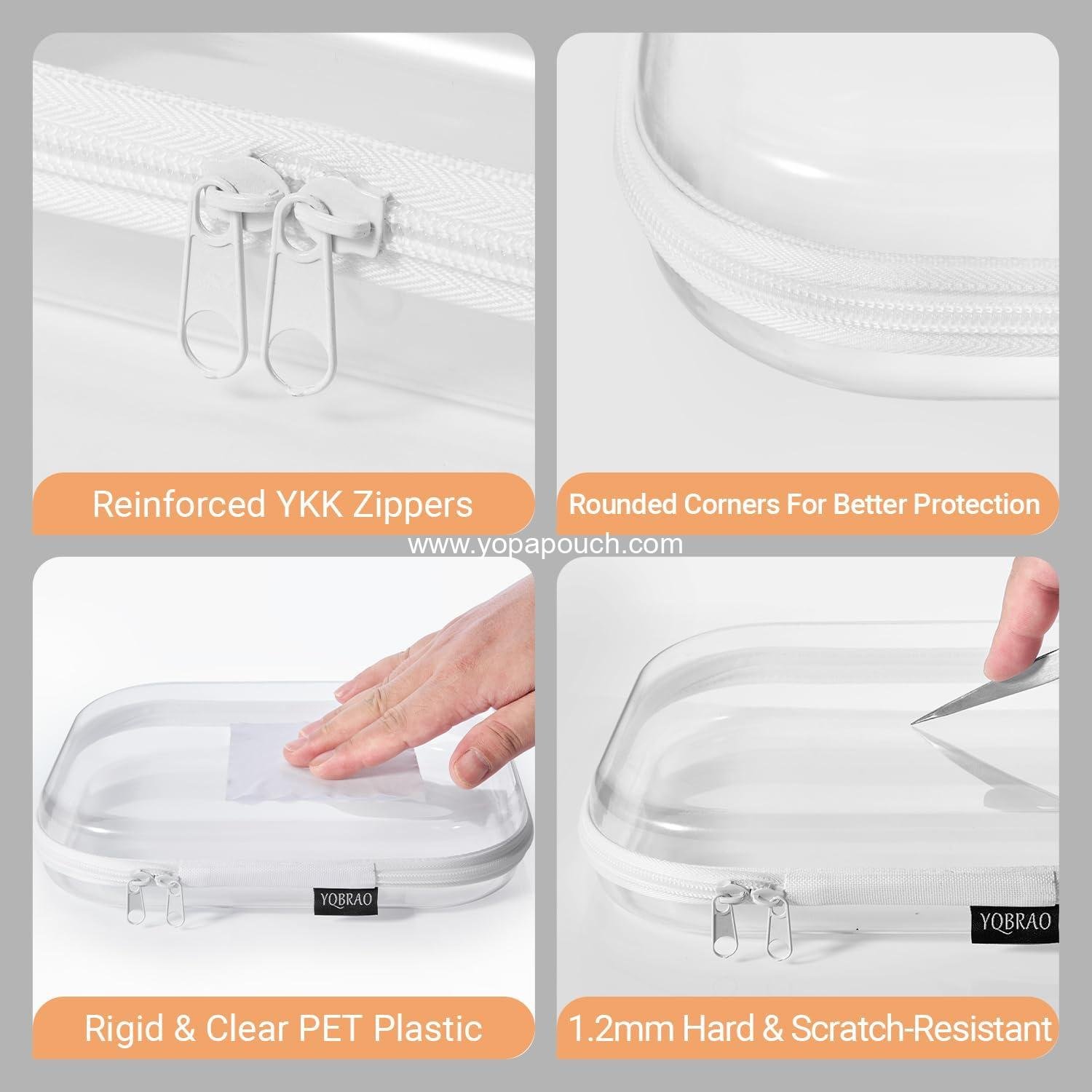 Wholesale Clear Hard Shell Zipper Case Set (2 Small, 2 Medium, 2 Large) - See-Through Hard Plastic Organizer Pouches with Zipper for Travel, Toiletries, Makeup, Electronics & Pencils - Crush-Resistant Storage Supplier