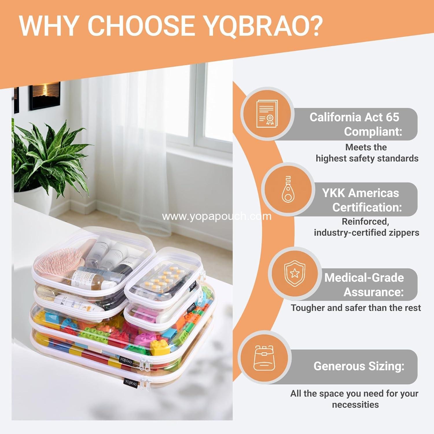 Wholesale Clear Hard Shell Zipper Case Set (2 Small, 2 Medium, 2 Large) - See-Through Hard Plastic Organizer Pouches with Zipper for Travel, Toiletries, Makeup, Electronics & Pencils - Crush-Resistant Storage Supplier