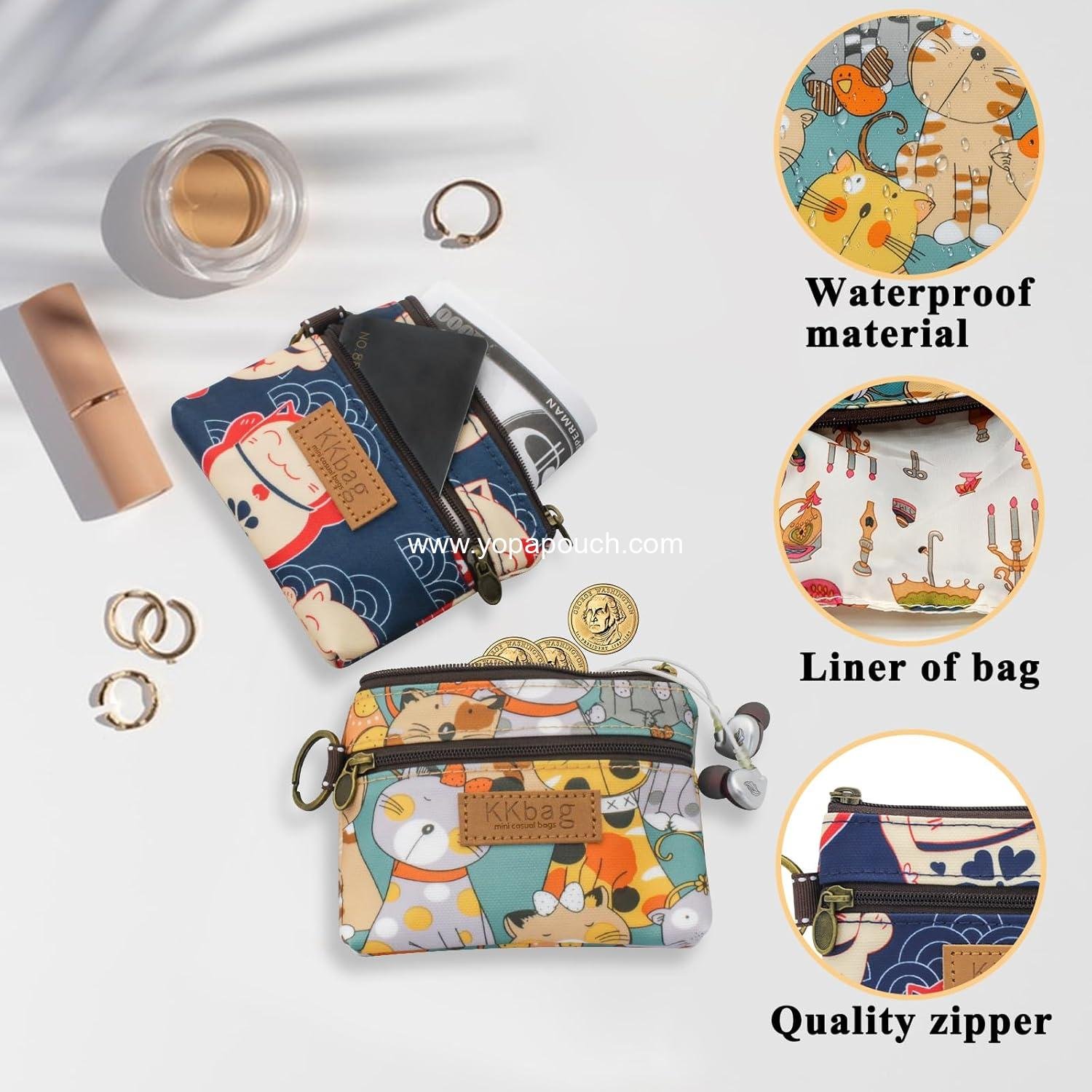 Wholesale Waterproof Coin Bag, Small Zipper Coin Purse with Keyring, Cute Change Pouch for Women and Girls, Mini Storage for Coins, Cards, Keys, and Lipsticks (Green) - Supplier