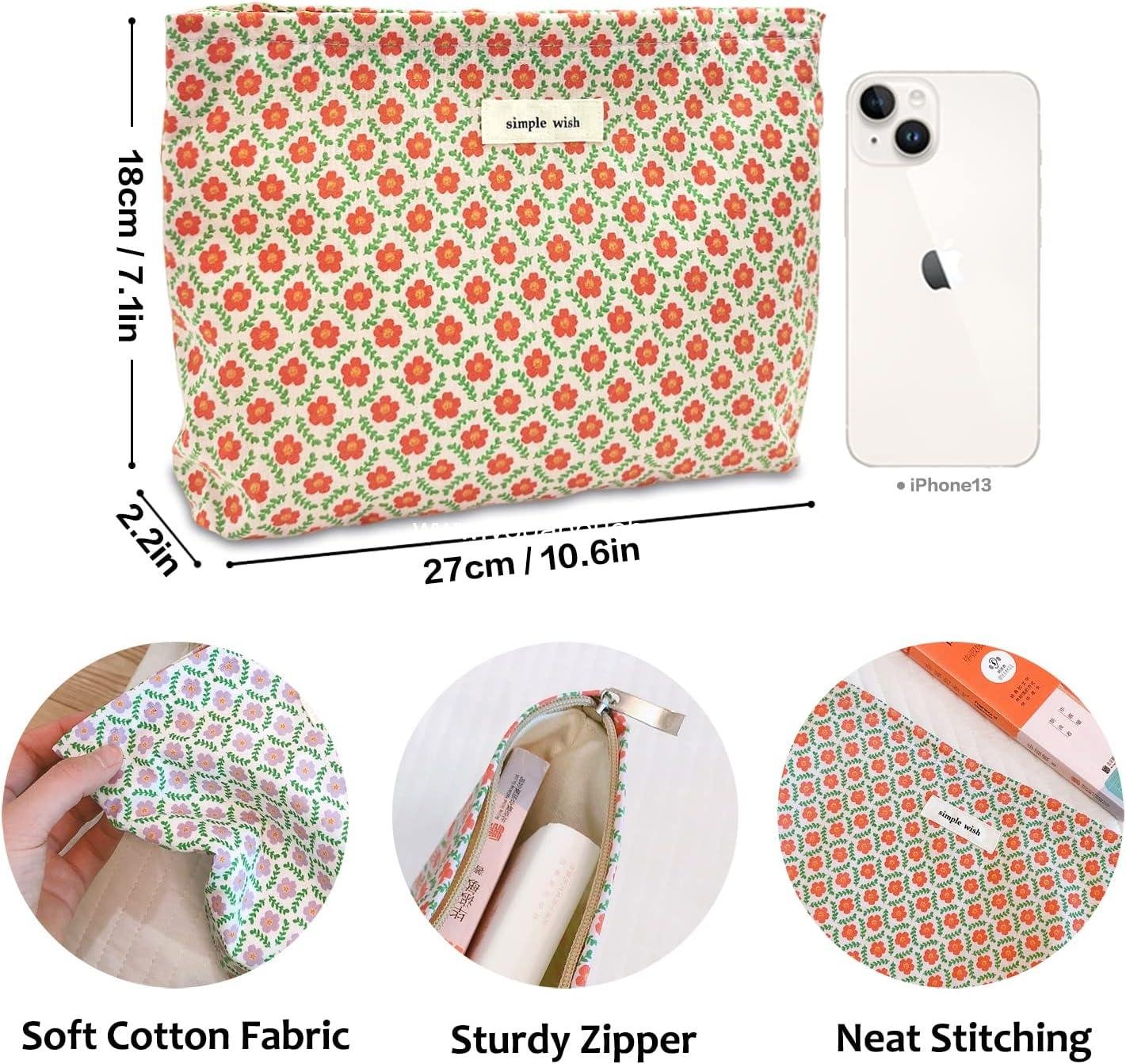 Wholesale Aesthetic Floral Makeup Bag Small Cosmetic Bag for Women and Girls, Travel Toiletry Bag Large Capacity Zipper Pouch, Purse Organizer (Red Floral) Supplier Wholesale Aesthetic Floral Makeup Bag Small Cosmetic Bag for Women and Girls, Travel Toiletry Bag Large Capacity Zipper Pouch, Purse Organizer (Red Floral) Supplier