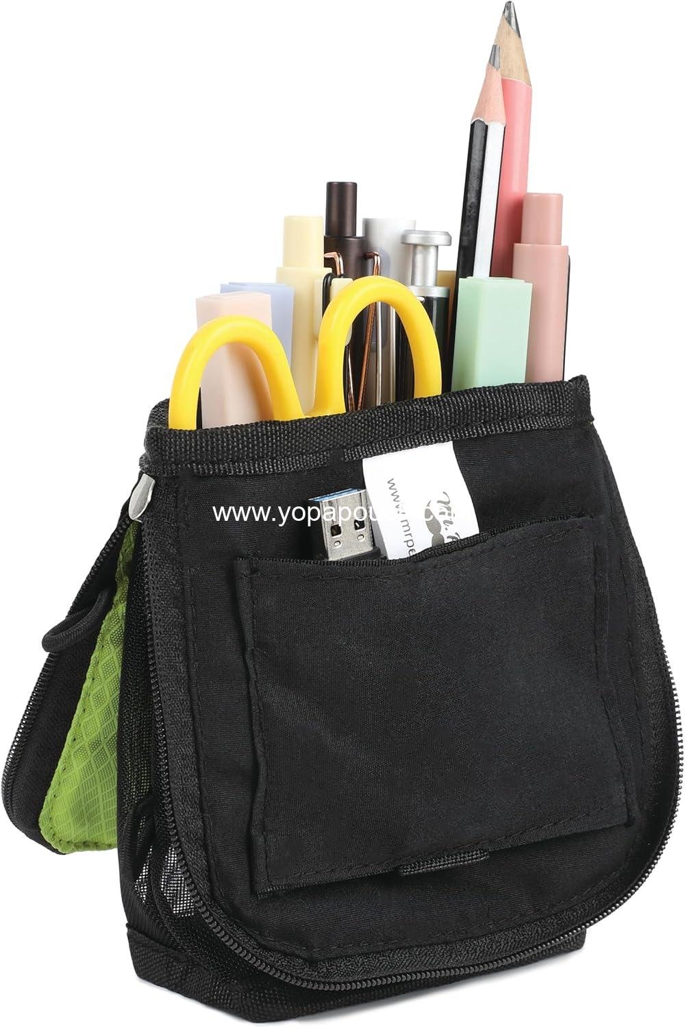 OEM Standing Pencil Case Pouch with Mesh-View Design, Black & Lawn Green, Interior Pocket & 2 Elastic Binder Loops, Cute Pencil Case for Boys and Girls - Supplier OEM Standing Pencil Case Pouch with Mesh-View Design, Black & Lawn Green, Interior Pocket & 2 Elastic Binder Loops, Cute Pencil Case for Boys and Girls - Supplier