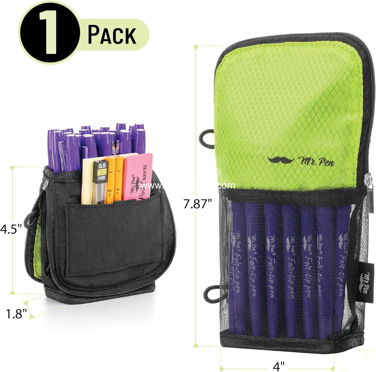 OEM Standing Pencil Case Pouch with Mesh-View Design, Black & Lawn Green, Interior Pocket & 2 Elastic Binder Loops, Cute Pencil Case for Boys and Girls - Supplier OEM Standing Pencil Case Pouch with Mesh-View Design, Black & Lawn Green, Interior Pocket & 2 Elastic Binder Loops, Cute Pencil Case for Boys and Girls - Supplier