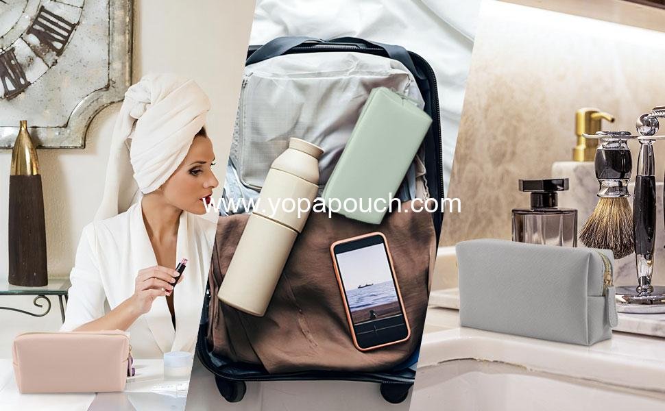 OEM Leather Makeup Bag for Purse Travel - Portable Small Cosmetic Organizer for Women and Girls, Makeup Bag with Zipper, Wholesale Manufacturer