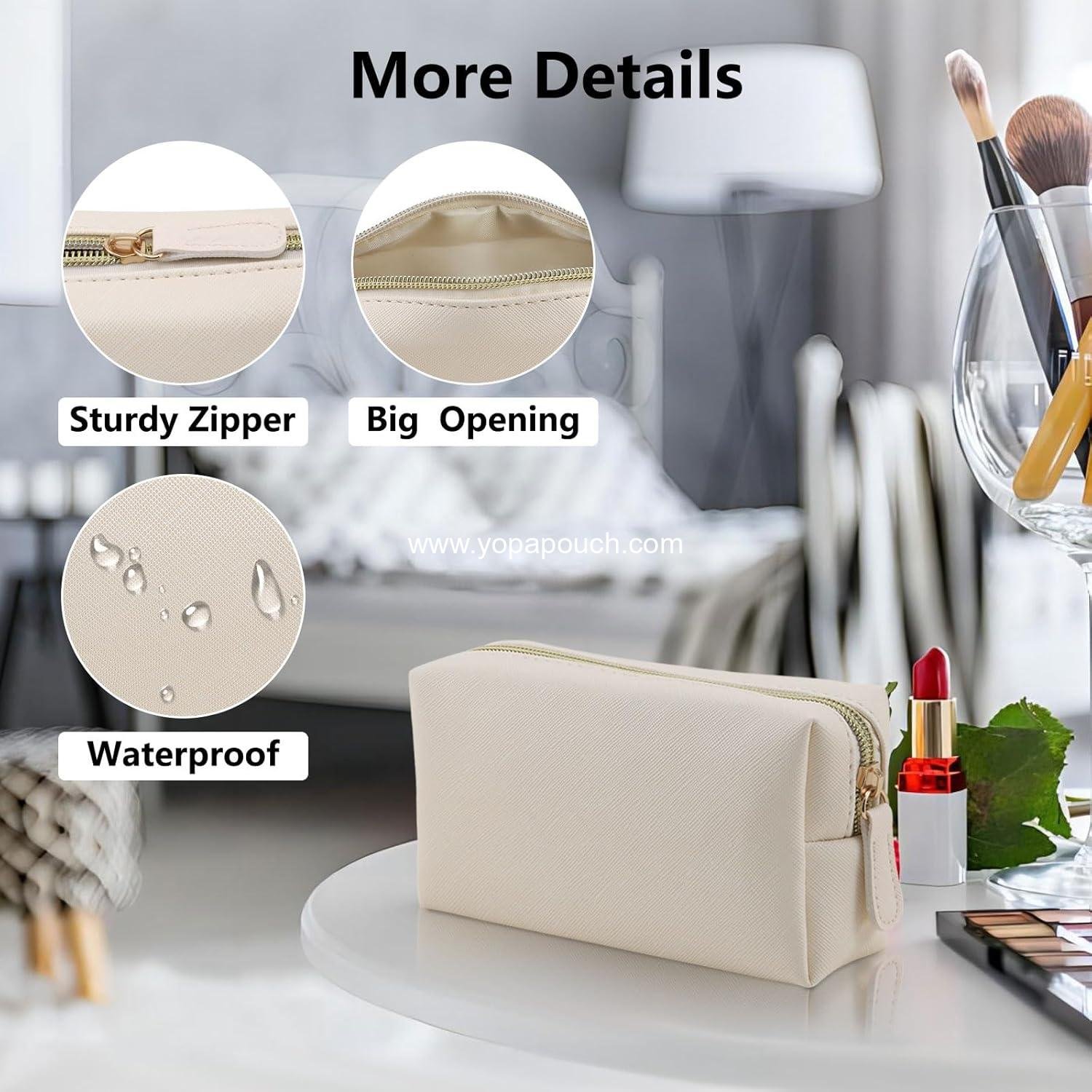 OEM Leather Makeup Bag for Purse Travel - Portable Small Cosmetic Organizer for Women and Girls, Makeup Bag with Zipper, Wholesale Manufacturer