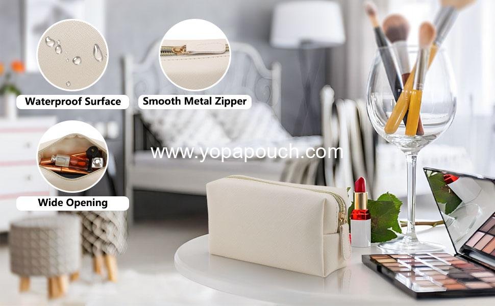 OEM Leather Makeup Bag for Purse Travel - Portable Small Cosmetic Organizer for Women and Girls, Makeup Bag with Zipper, Wholesale Manufacturer