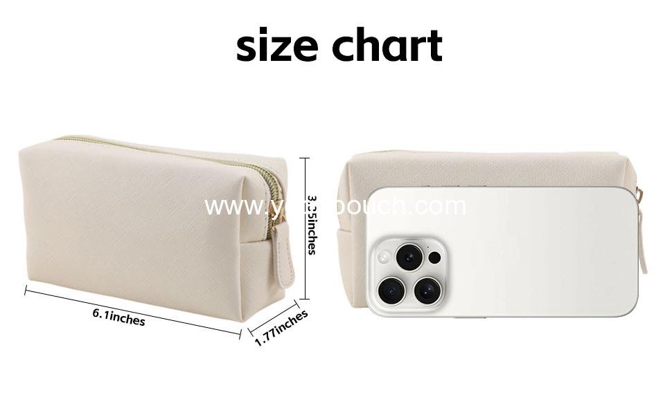 OEM Leather Makeup Bag for Purse Travel - Portable Small Cosmetic Organizer for Women and Girls, Makeup Bag with Zipper, Wholesale Manufacturer