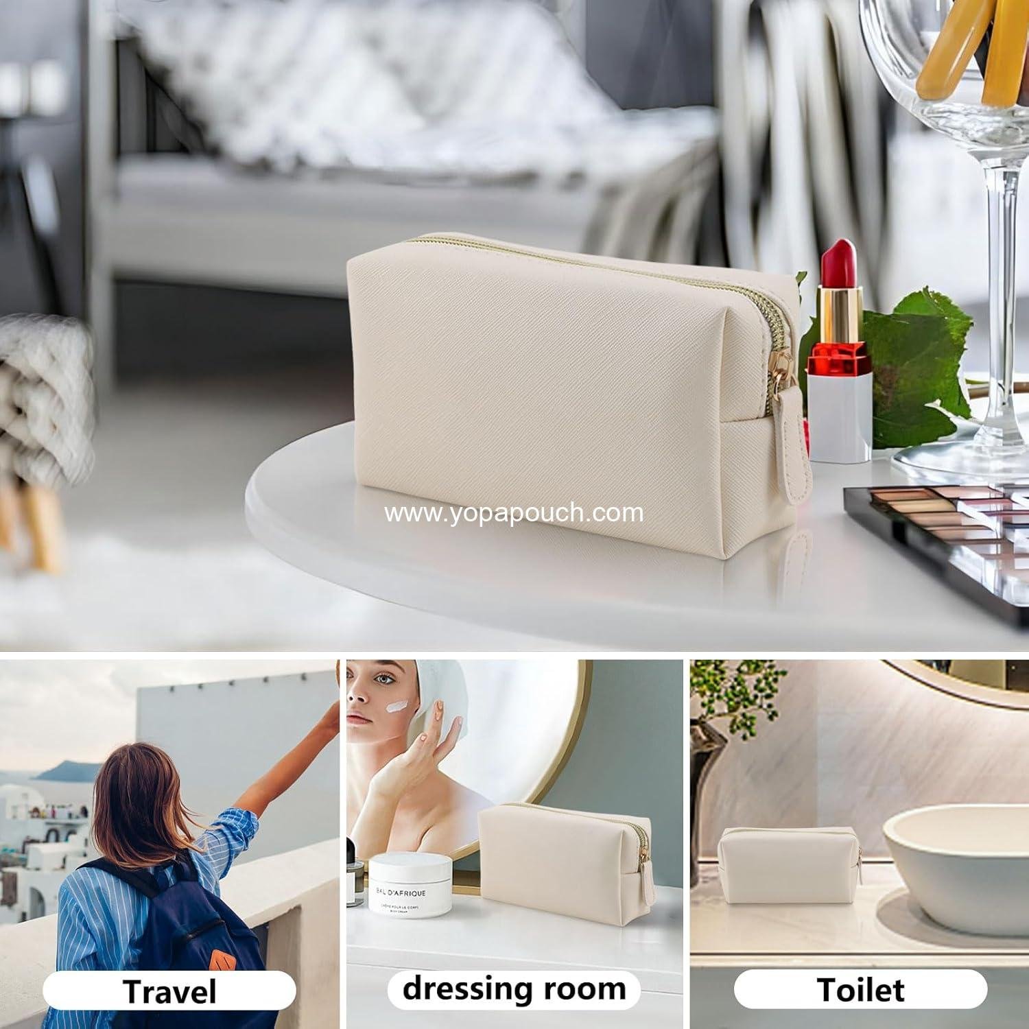 OEM Leather Makeup Bag for Purse Travel - Portable Small Cosmetic Organizer for Women and Girls, Makeup Bag with Zipper, Wholesale Manufacturer