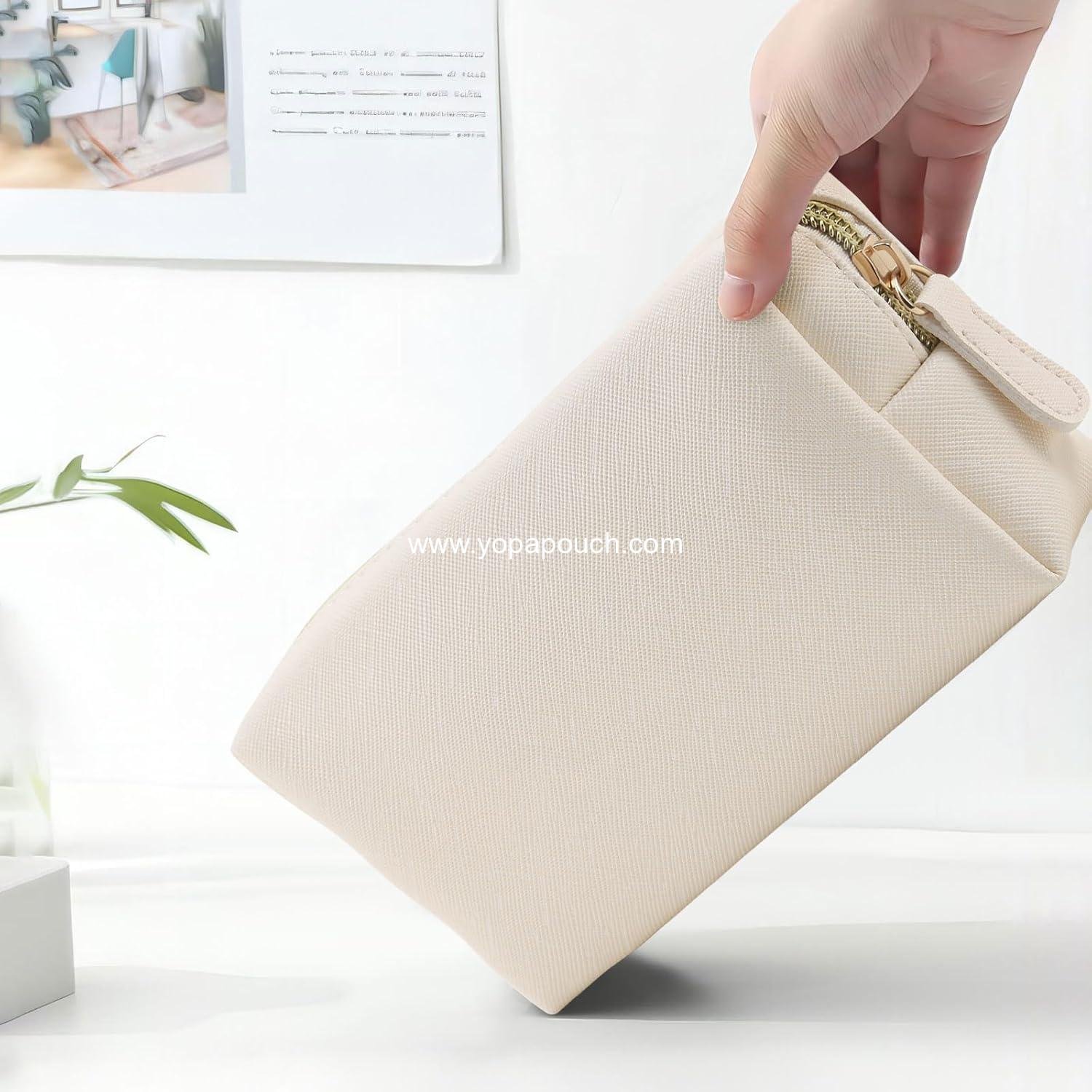 OEM Leather Makeup Bag for Purse Travel - Portable Small Cosmetic Organizer for Women and Girls, Makeup Bag with Zipper, Wholesale Manufacturer