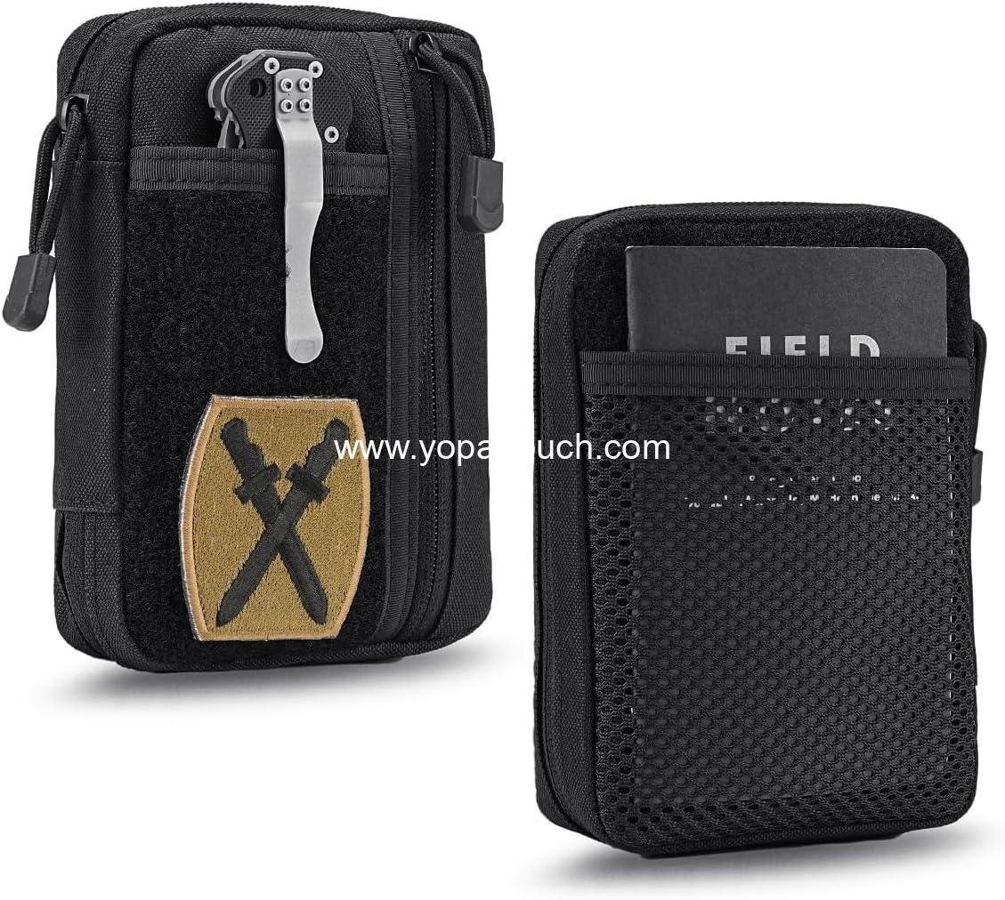 Sayram SP5 EDC Pouch, Pocket Organizer, Small Pocket Organizer with Patches Area, EDC Pouch Organizer with 6 Pockets for EDC Gears, Zippered Multitools Organizer Utility Pouch Tool Bag, Black