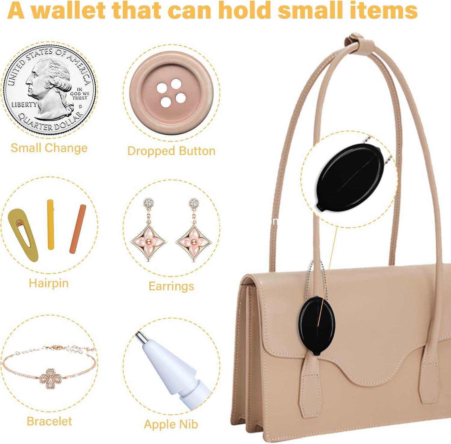 Wholesale 3 Pieces Rubber Coin Purse - 2x3 Inch Oval Squeeze Coin Holders with Chain for Travel (Black 3 Pack) Supplier Wholesale 3 Pieces Rubber Coin Purse - 2x3 Inch Oval Squeeze Coin Holders with Chain for Travel (Black 3 Pack) Supplier