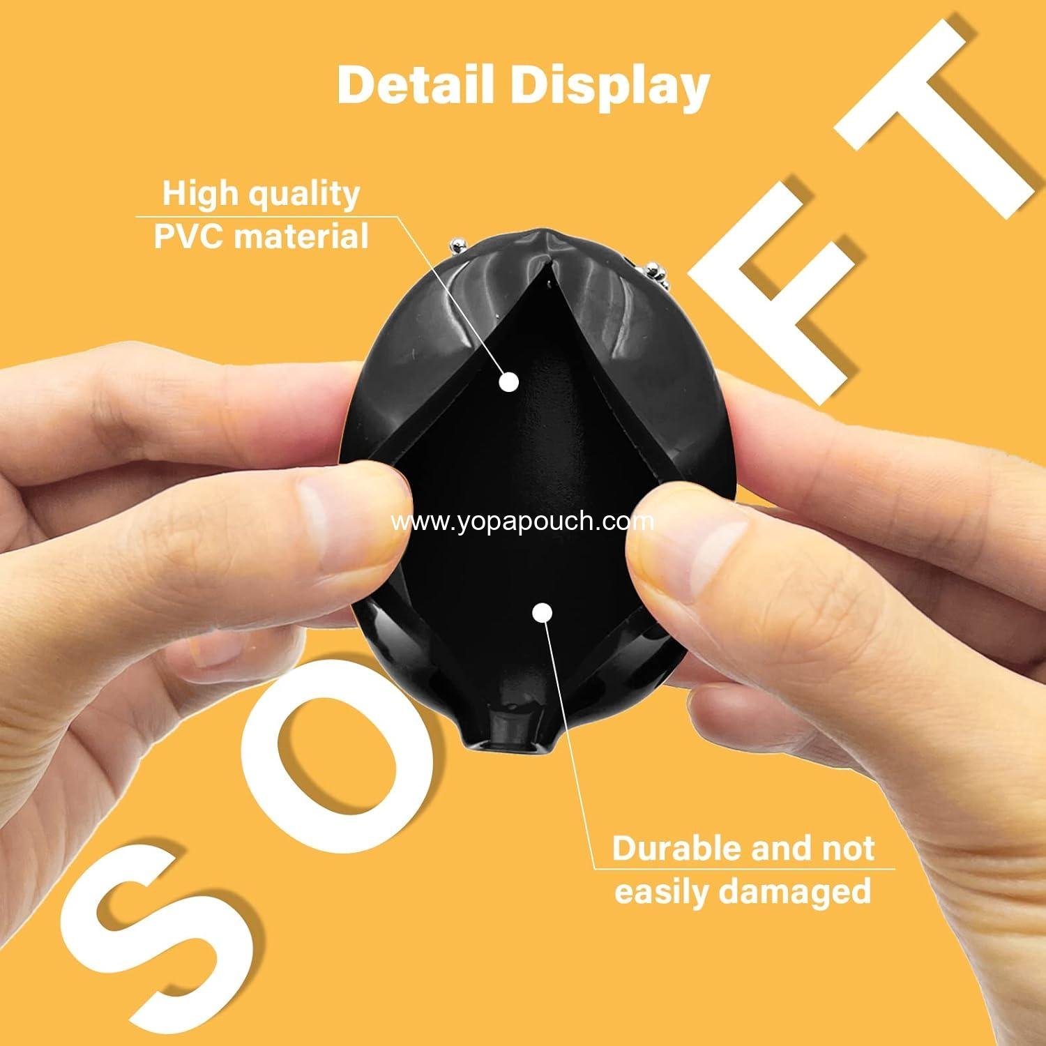 Wholesale 3 Pieces Rubber Coin Purse - 2x3 Inch Oval Squeeze Coin Holders with Chain for Travel (Black 3 Pack) Supplier Wholesale 3 Pieces Rubber Coin Purse - 2x3 Inch Oval Squeeze Coin Holders with Chain for Travel (Black 3 Pack) Supplier