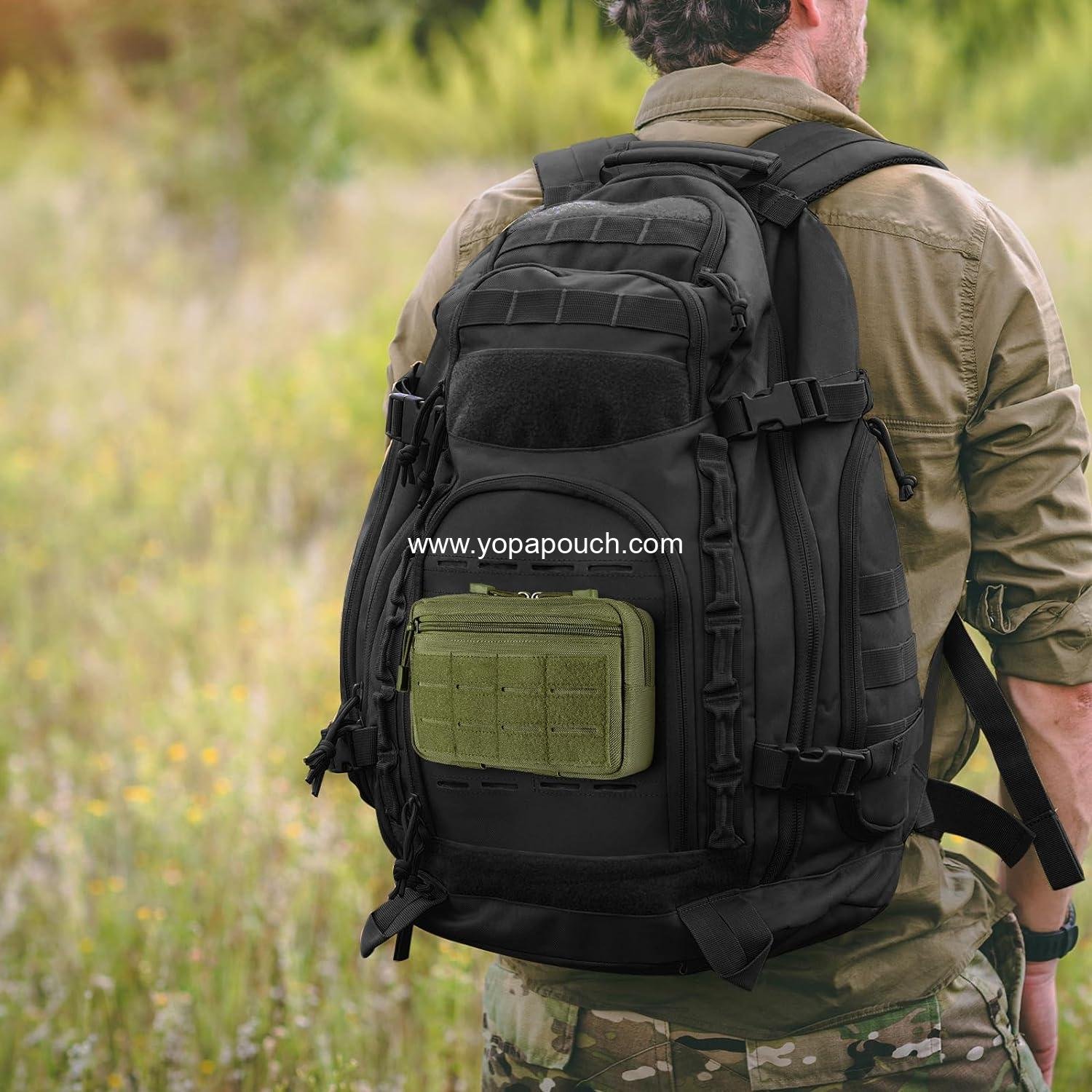 Wholesale Tactical Molle Admin Pouch Utility Laser Cut EDC Tool Bag Horizontal Modular Pouches with US Flag Patch and Keychain Supplier