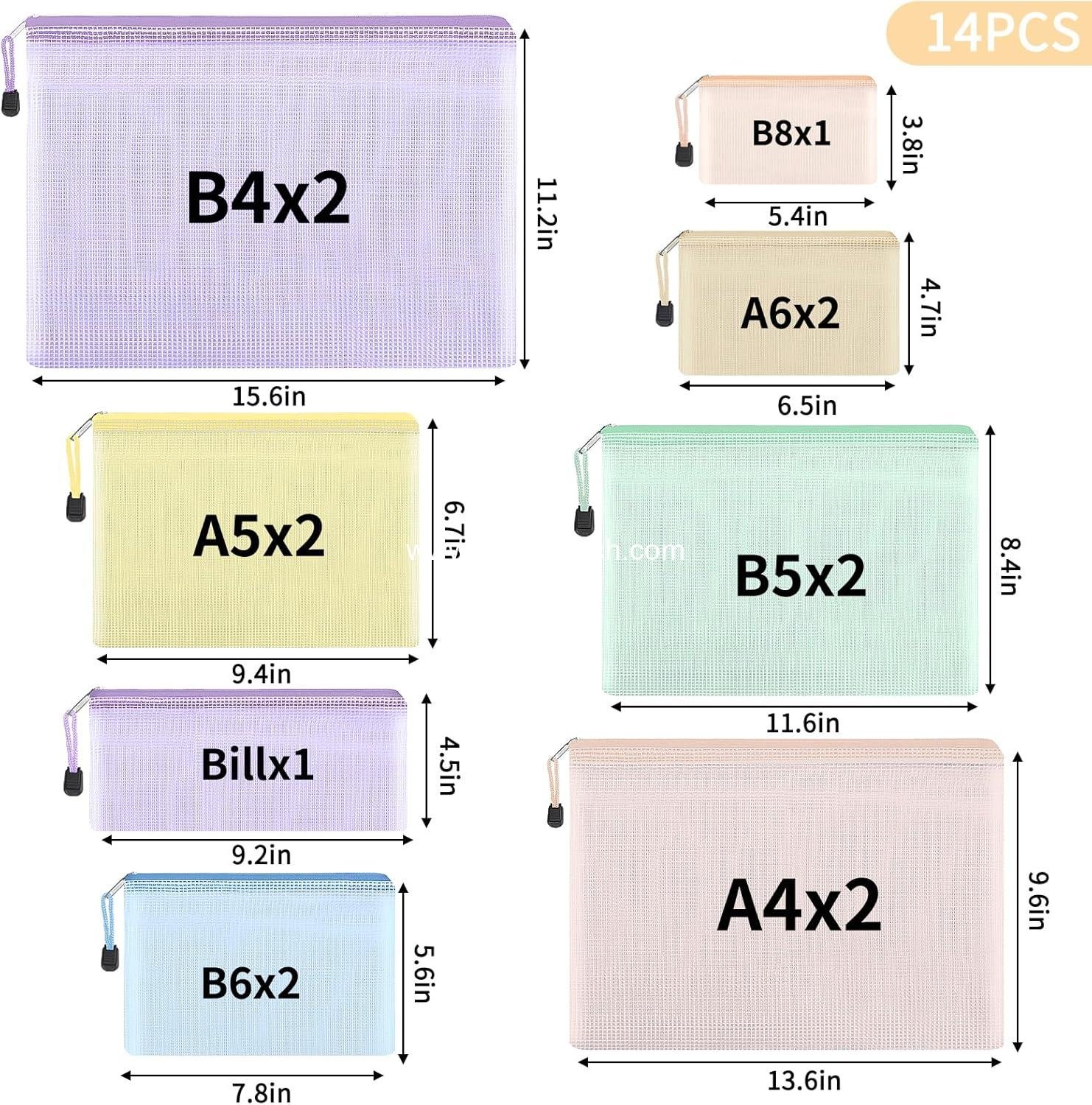 Wholesale 14pcs Mesh Zipper Pouch Set, 8 Sizes Waterproof Zipper Bags in 7 Colors, Multipurpose Storage for Travel, Office, Home - Supplier