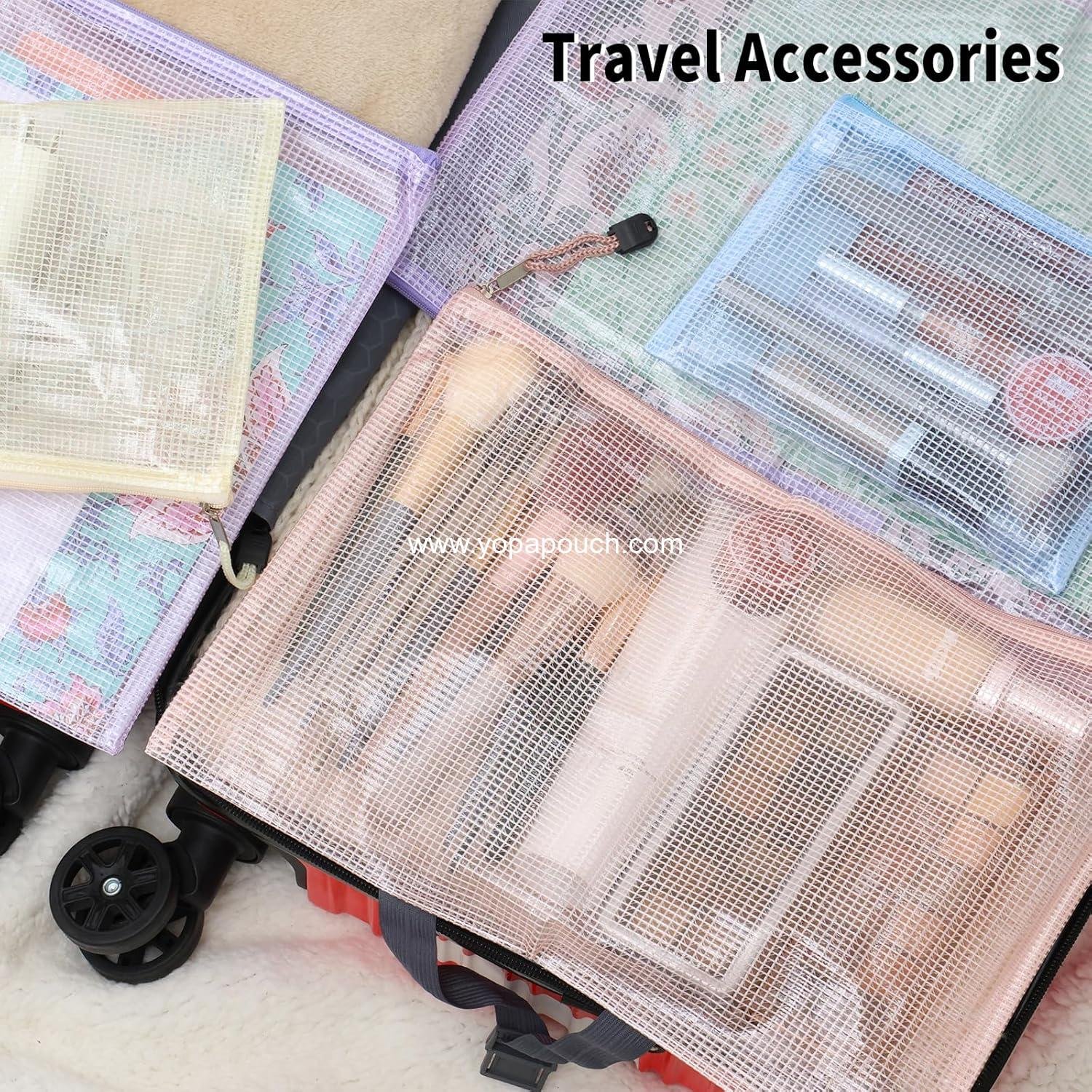 Wholesale 14pcs Mesh Zipper Pouch Set, 8 Sizes Waterproof Zipper Bags in 7 Colors, Multipurpose Storage for Travel, Office, Home - Supplier