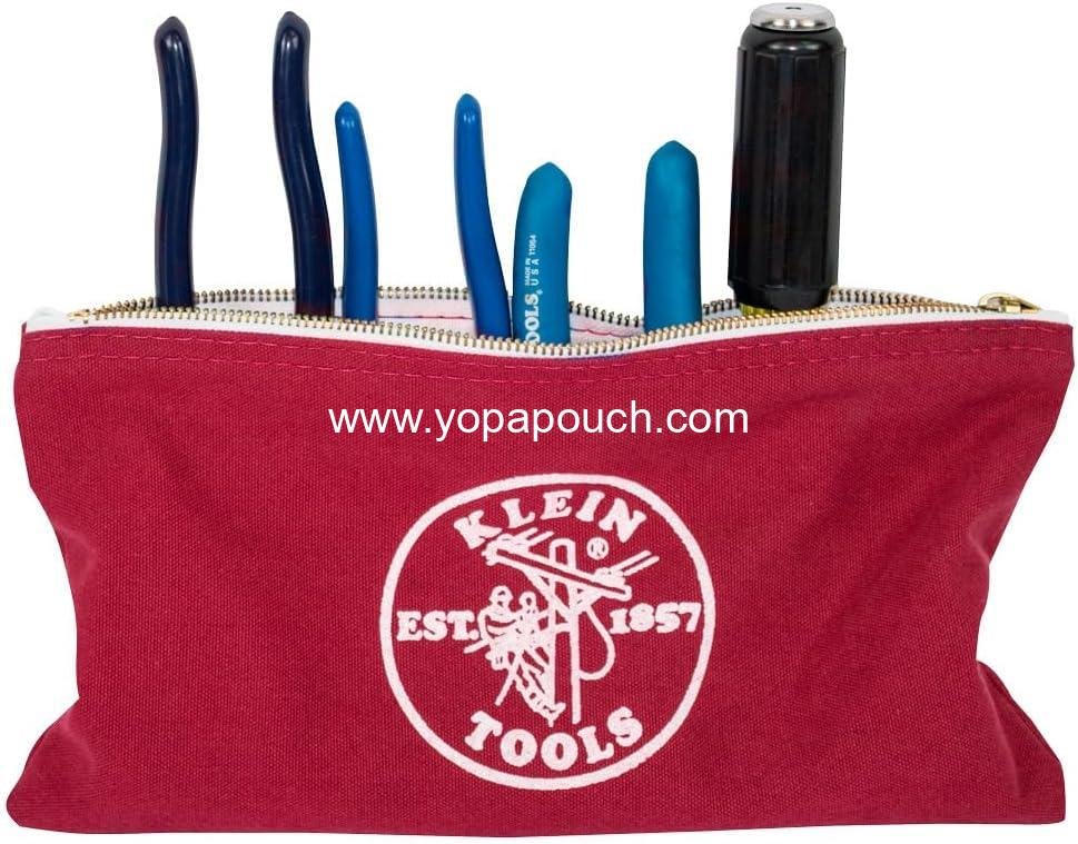 Wholesale Zipper Tool Bag 4-Pack, 12.5 x 7-Inch Canvas Utility Pouch for Bank Deposits, Brown/Black/Gray/Red, Supplier