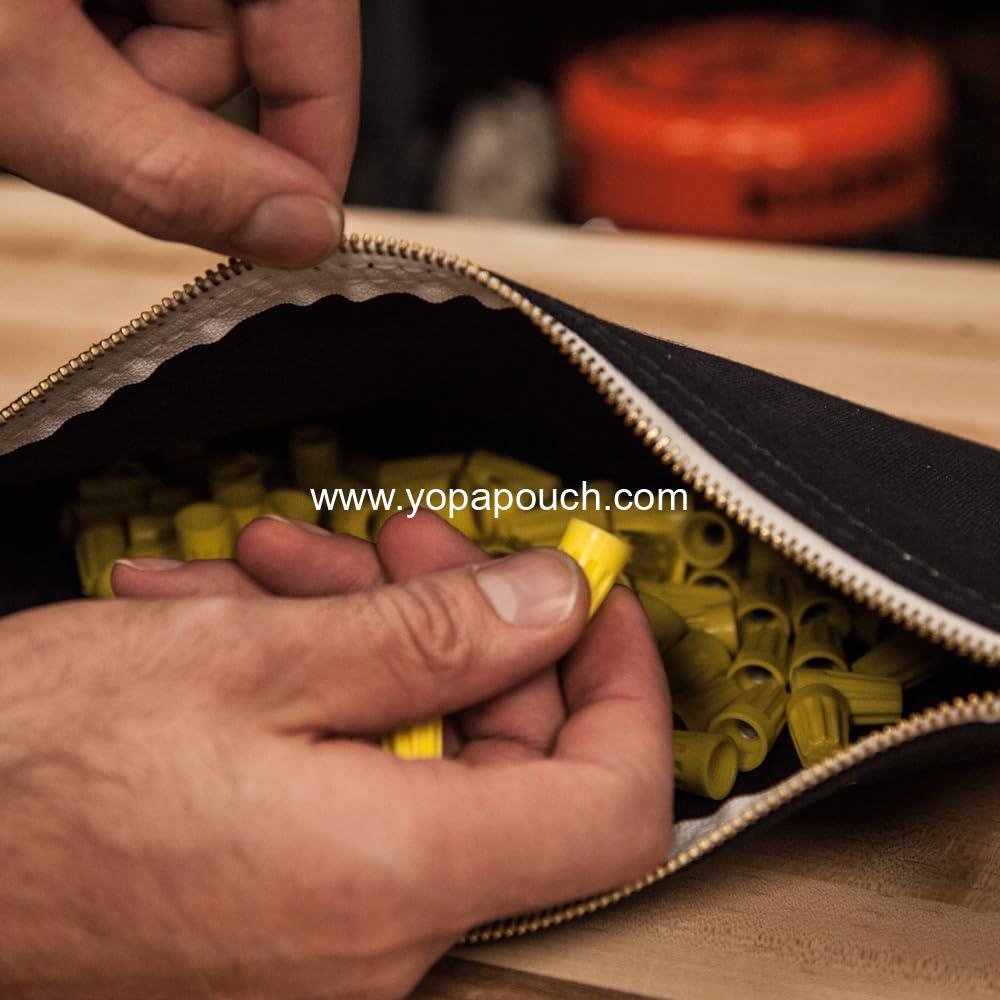 Wholesale Zipper Tool Bag 4-Pack, 12.5 x 7-Inch Canvas Utility Pouch for Bank Deposits, Brown/Black/Gray/Red, Supplier