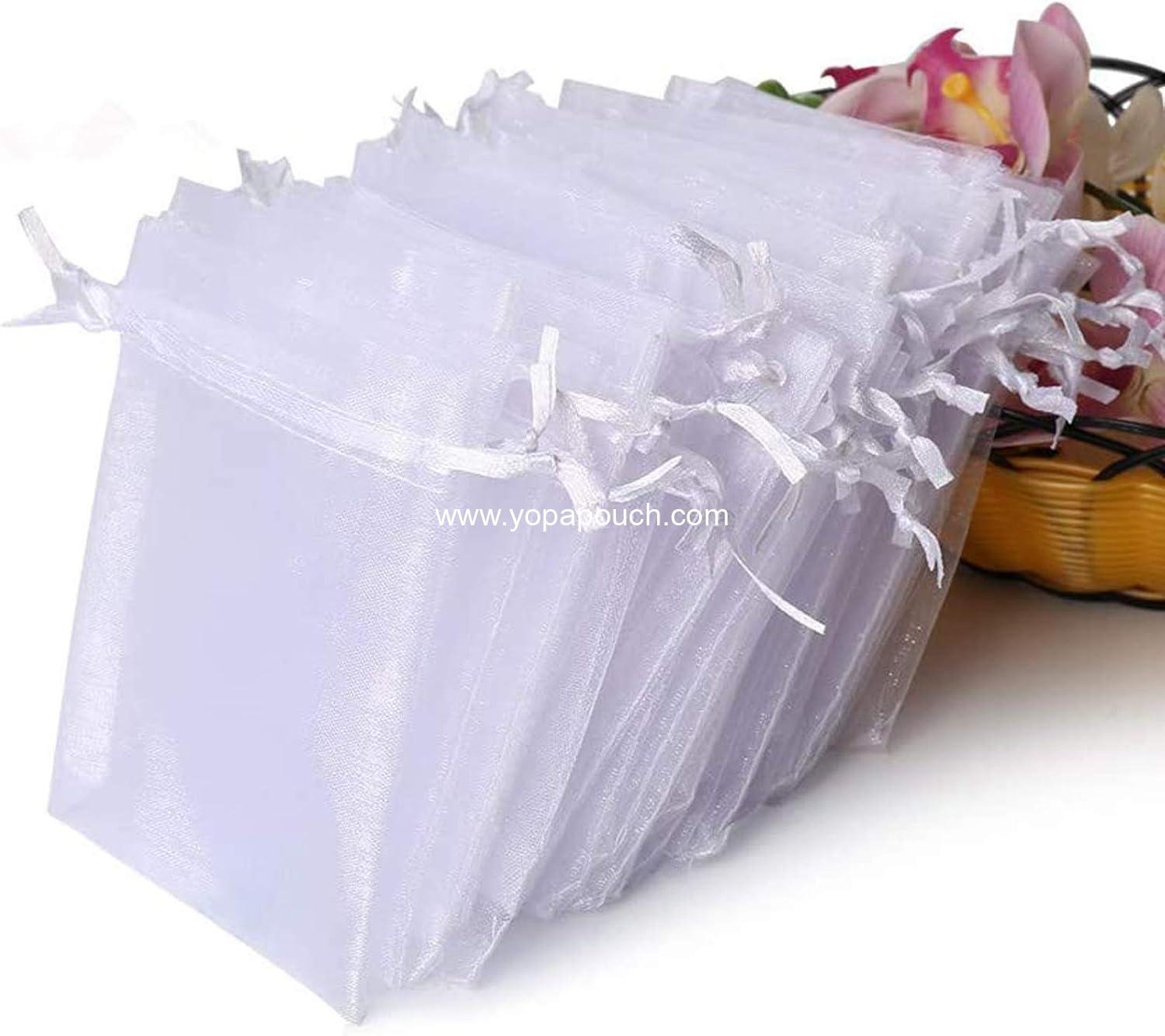 Wholesale 100PCS Premium Sheer Organza Bags, White Wedding Favor Bags, 4x4.72 Jewelry Gift Bags for Parties, Christmas, Festivals, Soaps, and Makeup Organizing - Supplier