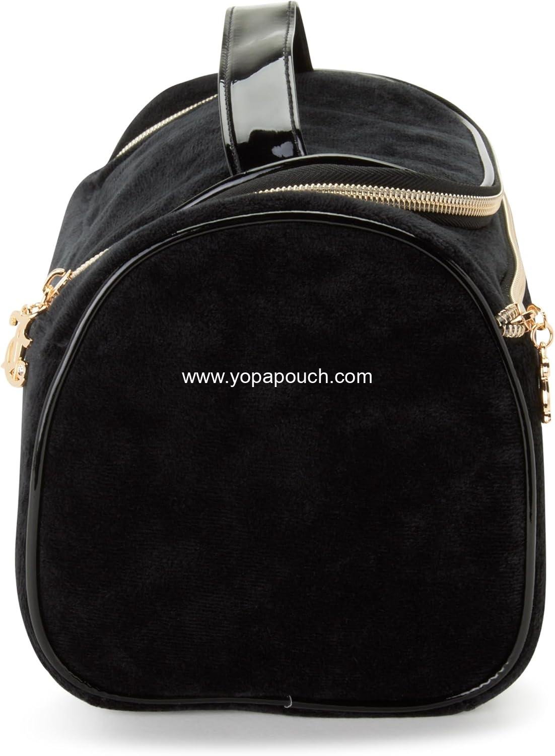 Wholesale Black Makeup Bag Cosmetics Organizer Travel Essentials Hanging Duffel Velour Rhinestones 12