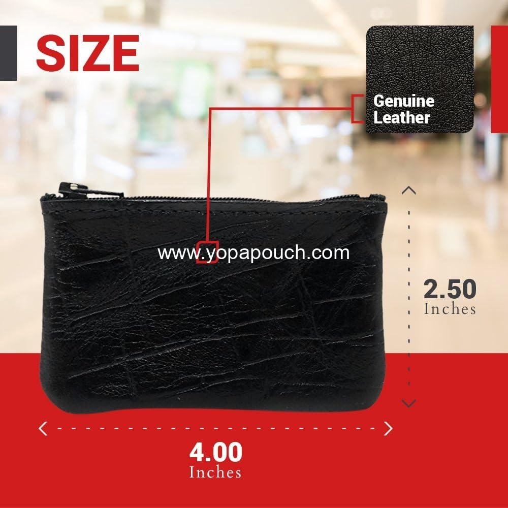 Wholesale Genuine Leather Small Zipper Pouch Coin Purse for Women and Men, 4