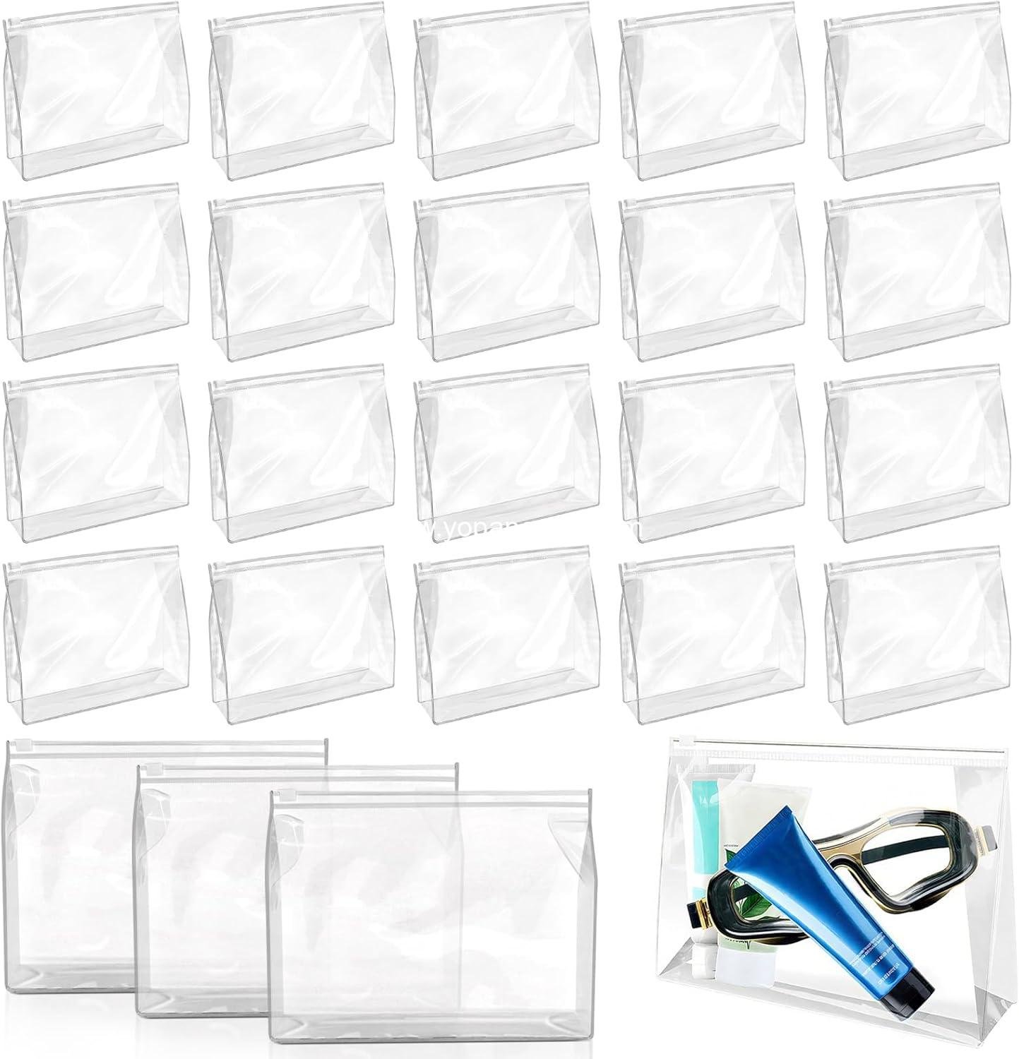 BadenBach 24 PCS Small Clear Makeup Bags Bulk, 5.9" x 5.1"x1.4" Reusable Plastic Zipper Pouches, Transparent Waterproof Travel Toiletry Bag for Cosmetics,Swimsuit,Bikini,Jewelries,Vacation Supplies