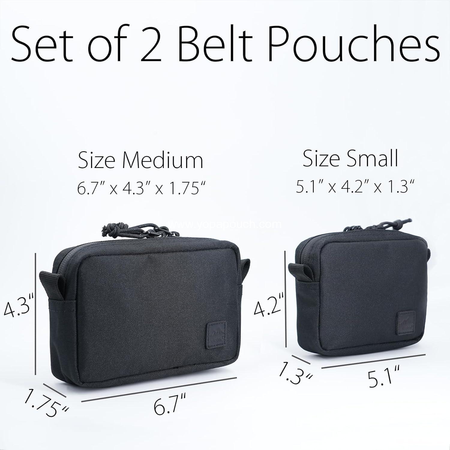 Wholesale EDC Tactical Pouch Bag for Men and Women, 2 Pack Waist Pack with YKK Zippers, Waterproof Admin Pouch for Hiking and Traveling, Black, Supplier