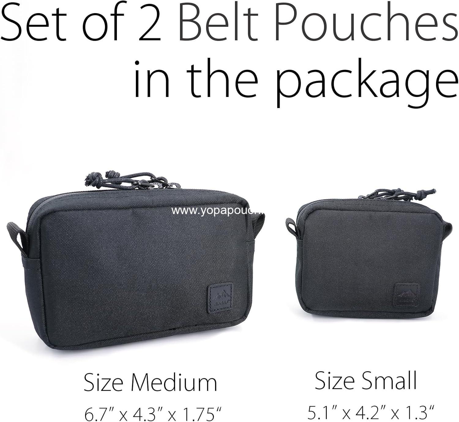 Wholesale EDC Tactical Pouch Bag for Men and Women, 2 Pack Waist Pack with YKK Zippers, Waterproof Admin Pouch for Hiking and Traveling, Black, Supplier