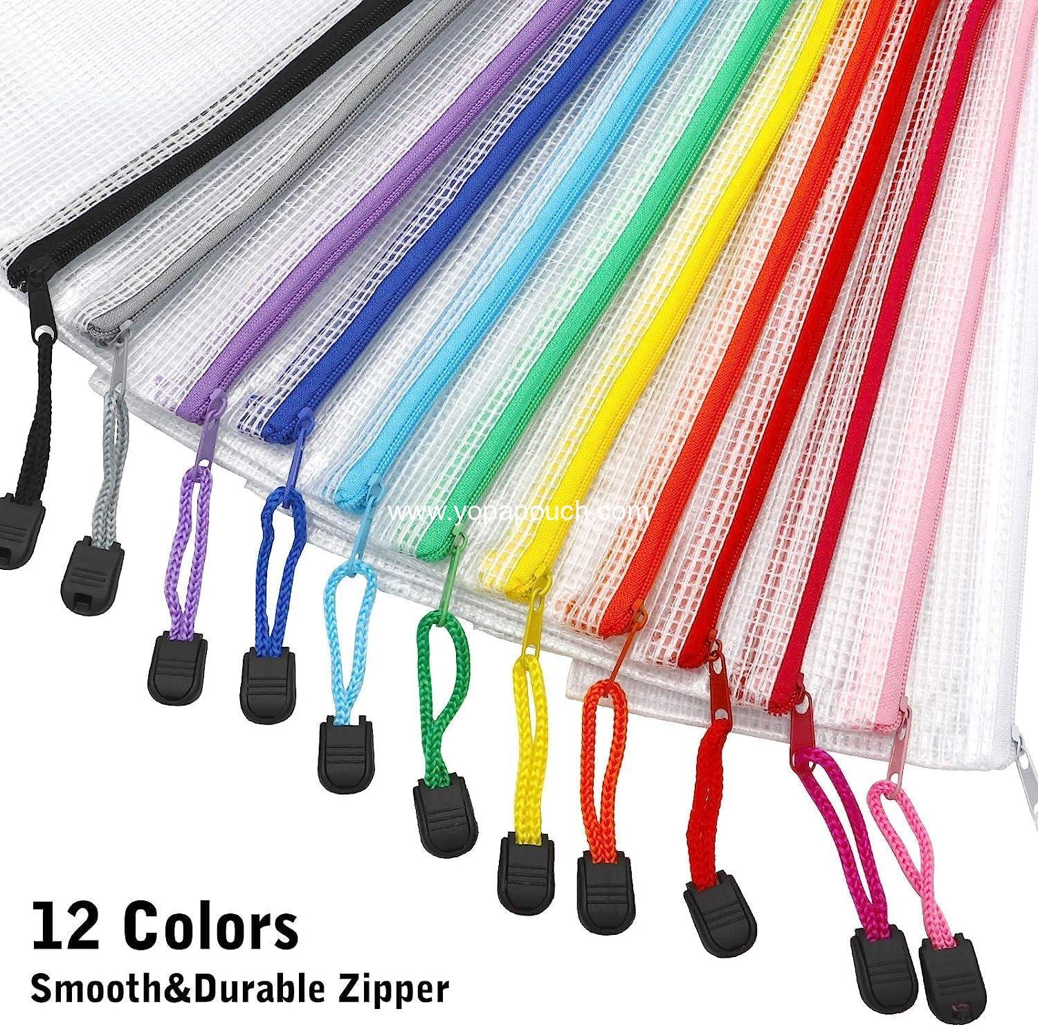 Wholesale 42pcs Small Zipper Pouch, 9.5x4.3 Inches Mesh Zip Bags, 12 Color Options, Water Resistant for Bills, Stationery, Office Supplies, Classroom - Supplier