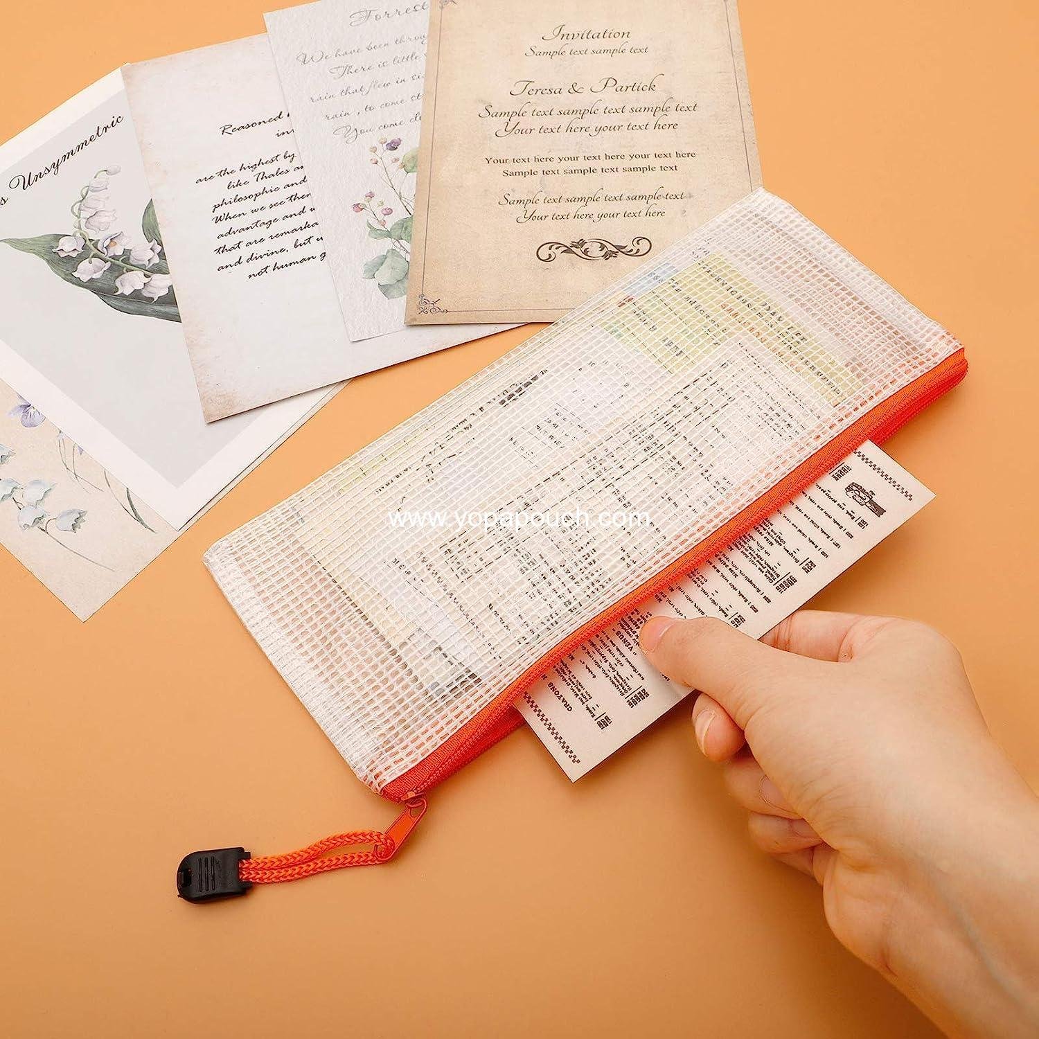 Wholesale 42pcs Small Zipper Pouch, 9.5x4.3 Inches Mesh Zip Bags, 12 Color Options, Water Resistant for Bills, Stationery, Office Supplies, Classroom - Supplier