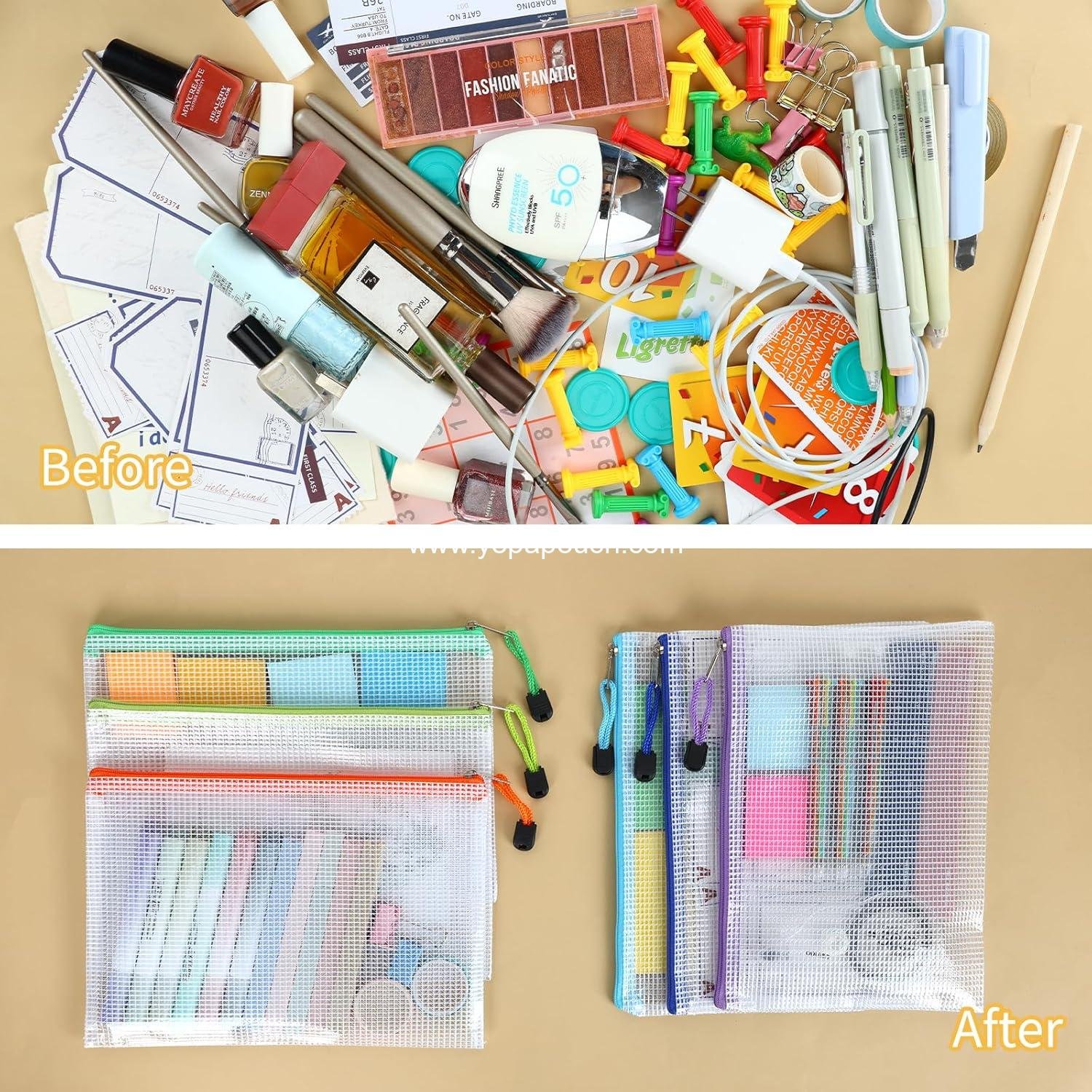 Wholesale 36pcs Pencil Pouch Mesh Zipper Bags 6x9 Inches Large Storage Bags for Organizing 12 Colors Puzzle Zipper File Bags for Office Supplies Manufacturer